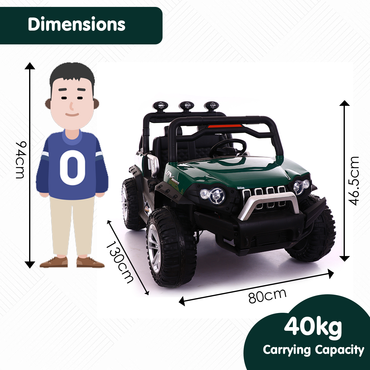 Baby Moo Wrangler 4X4 Battery Operated Electric Ride On Jeep With Rechargeable 12V Battery, Remote Control - Green