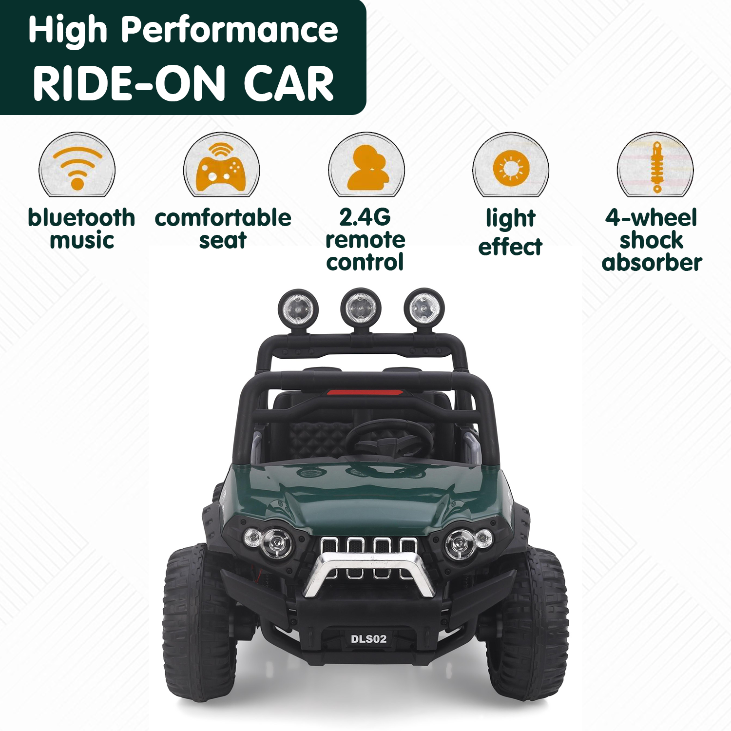 Baby Moo Wrangler 4X4 Battery Operated Electric Ride On Jeep With Rechargeable 12V Battery, Remote Control - Green