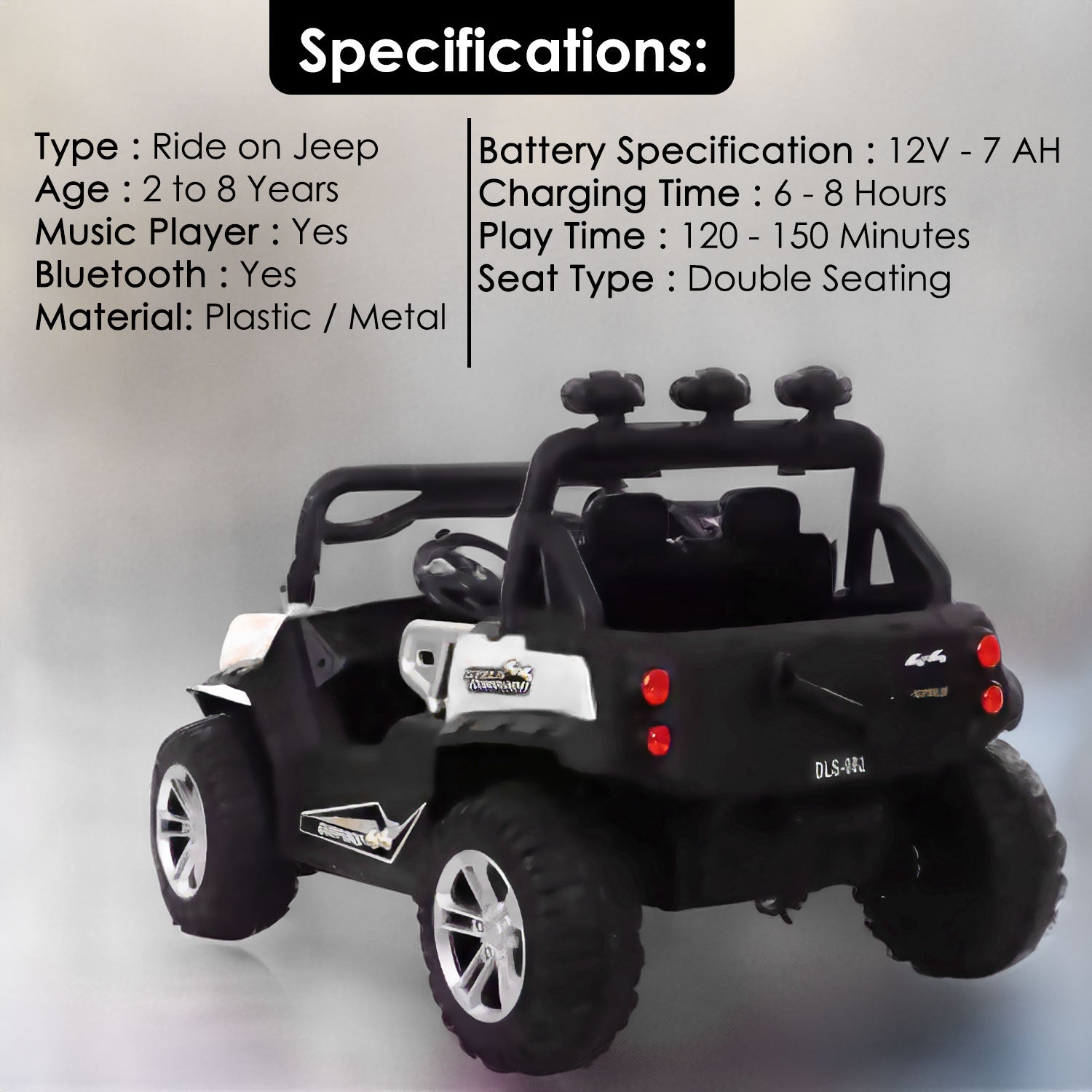 Baby Moo Wrangler 4X4 Battery Operated Electric Ride On Jeep With Rechargeable 12V Battery, Remote Control - White
