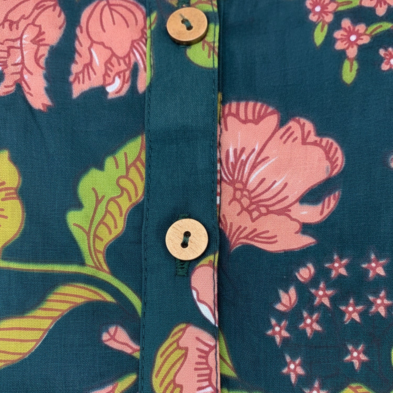 Baby Moo Floral Print Cotton Knee Length Ethnic Dress - Green