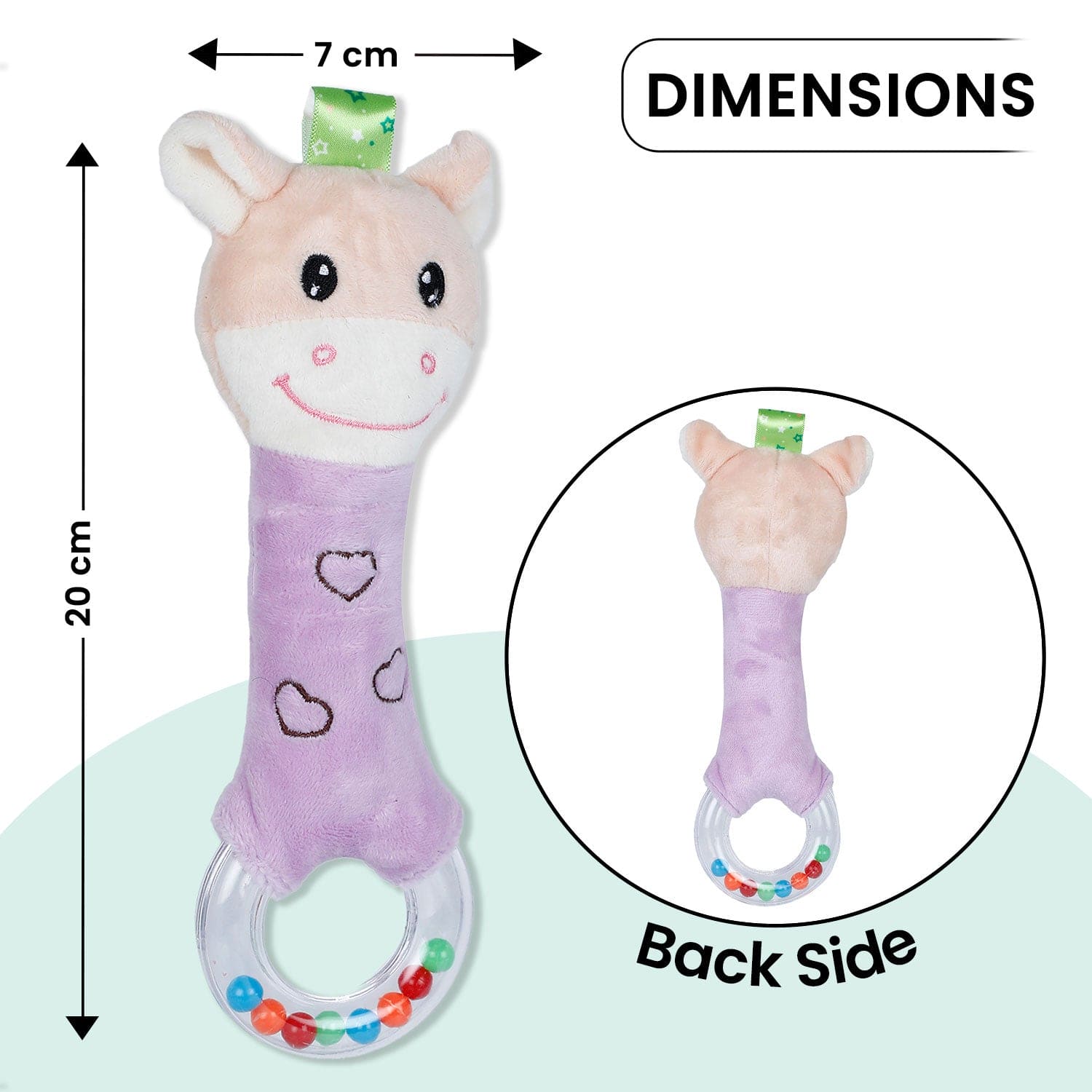 Baby Moo Giraffe Squeaker Sound Handheld Rattle Toy - Purple