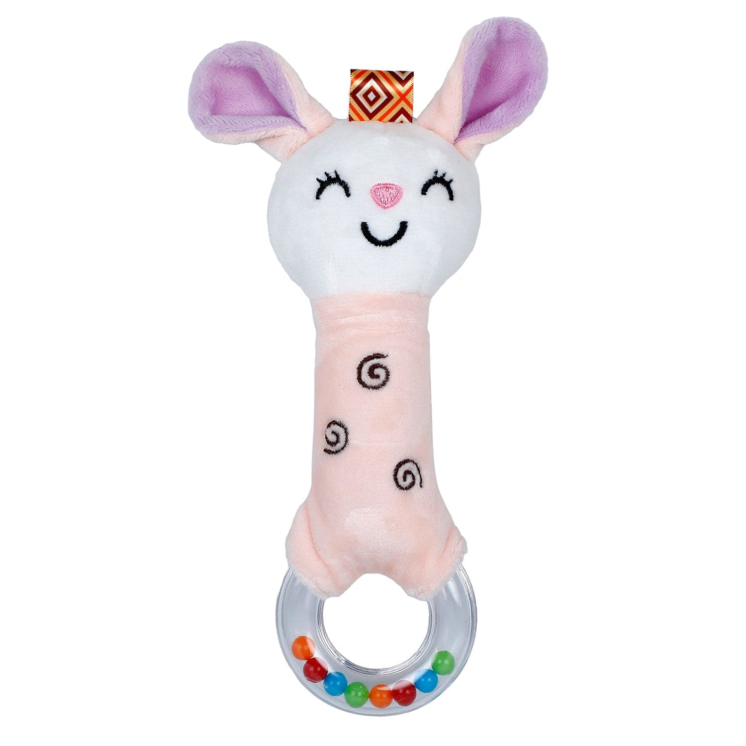 Baby Moo Gentle Bunny Squeaker Sound Handheld Rattle Toy - Peach