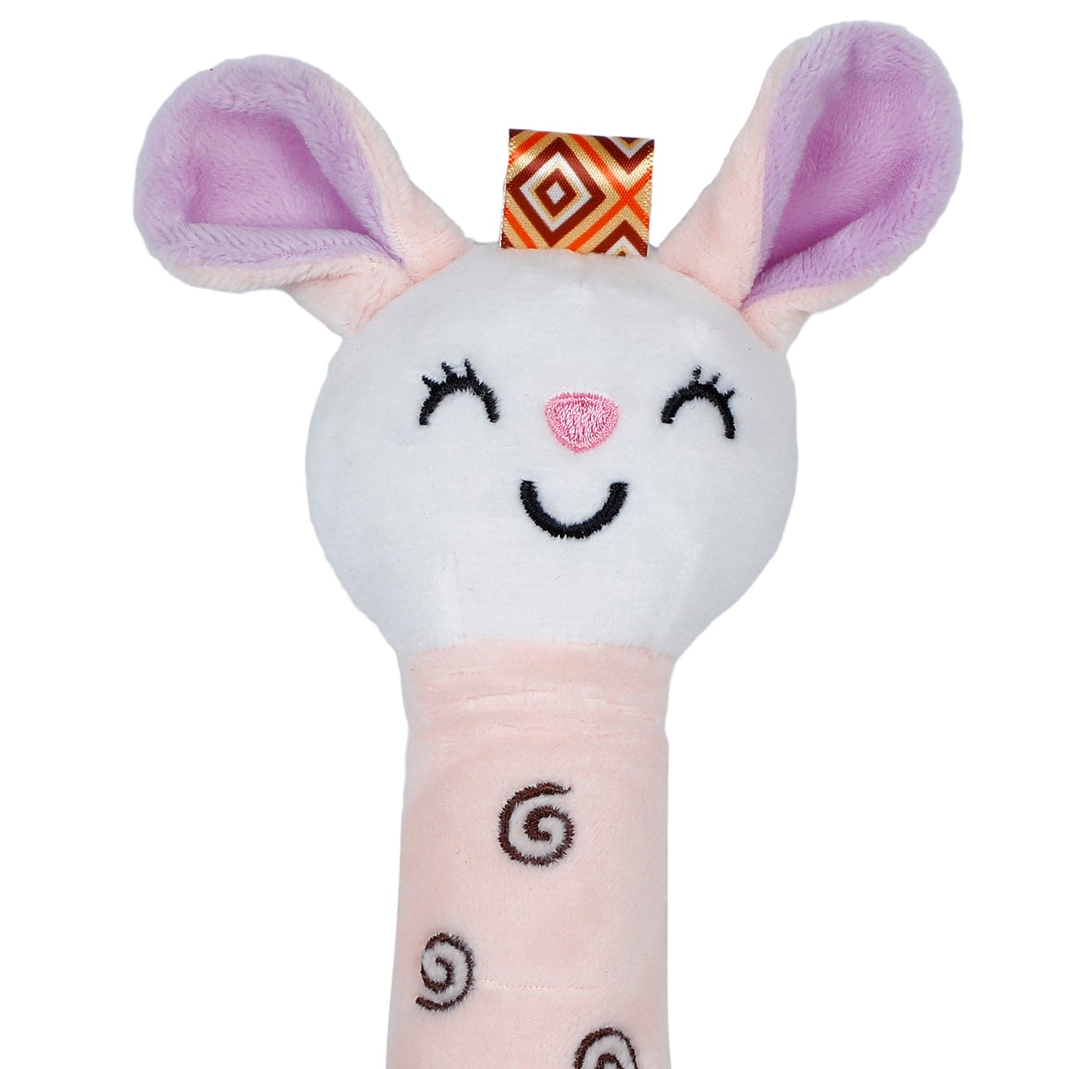 Baby Moo Gentle Bunny Squeaker Sound Handheld Rattle Toy - Peach