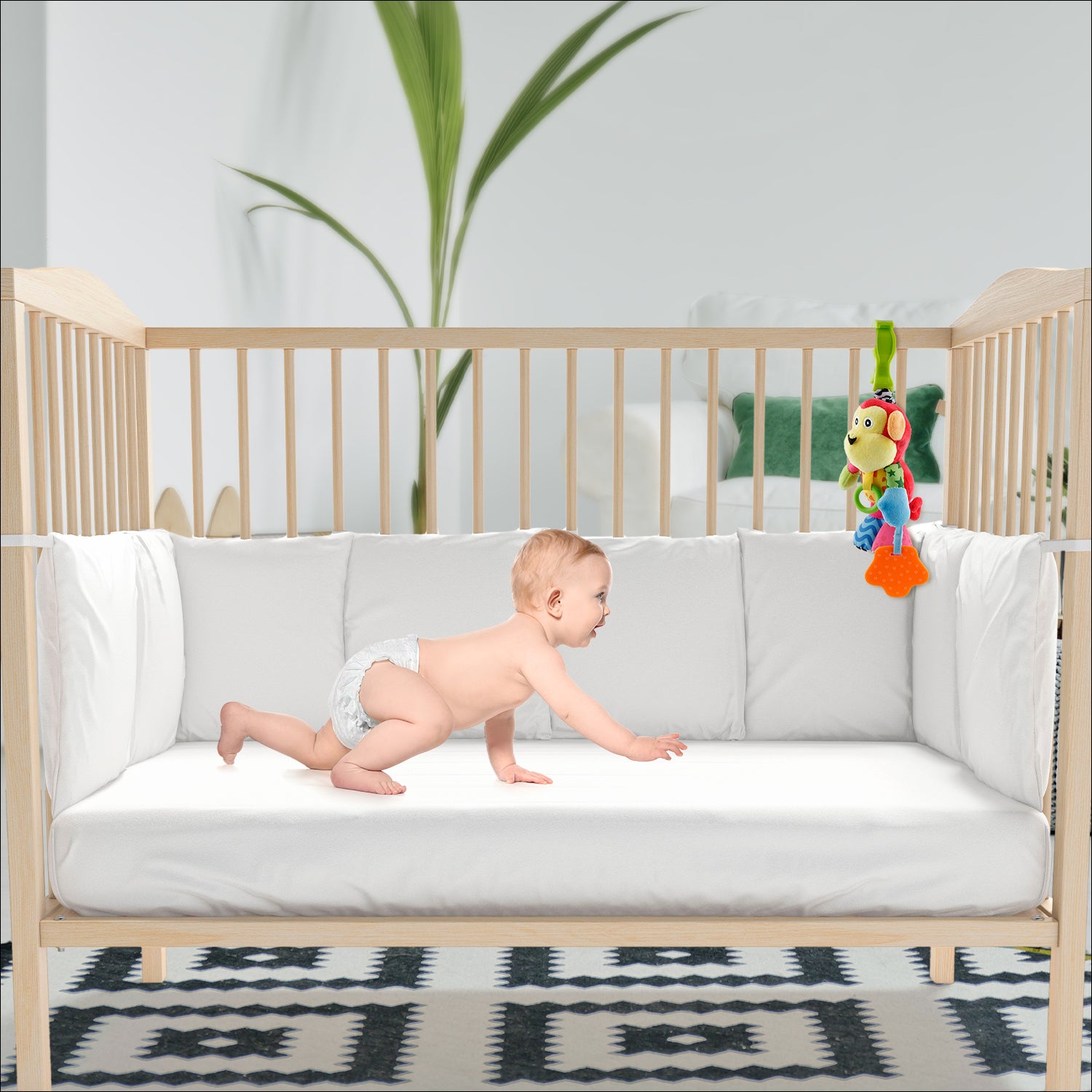 Monkey Red Pulling Toy With Teether