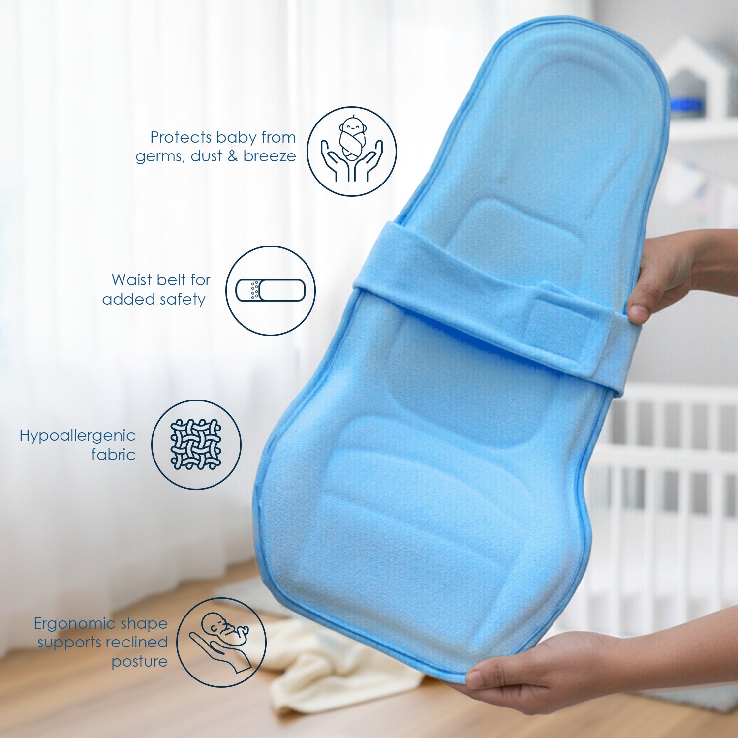 Baby Moo 2-in-1 Ergonomic Baby Carrier & Feeding Pillow - Blue