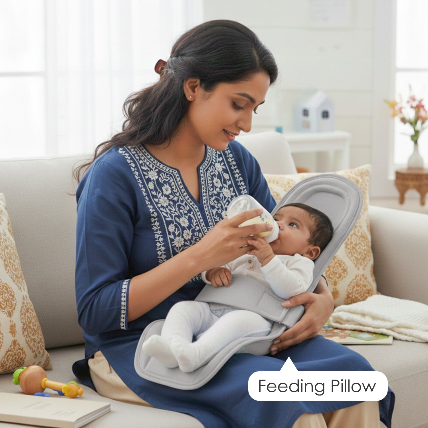Baby Moo 2-in-1 Ergonomic Baby Carrier & Feeding Pillow - Grey