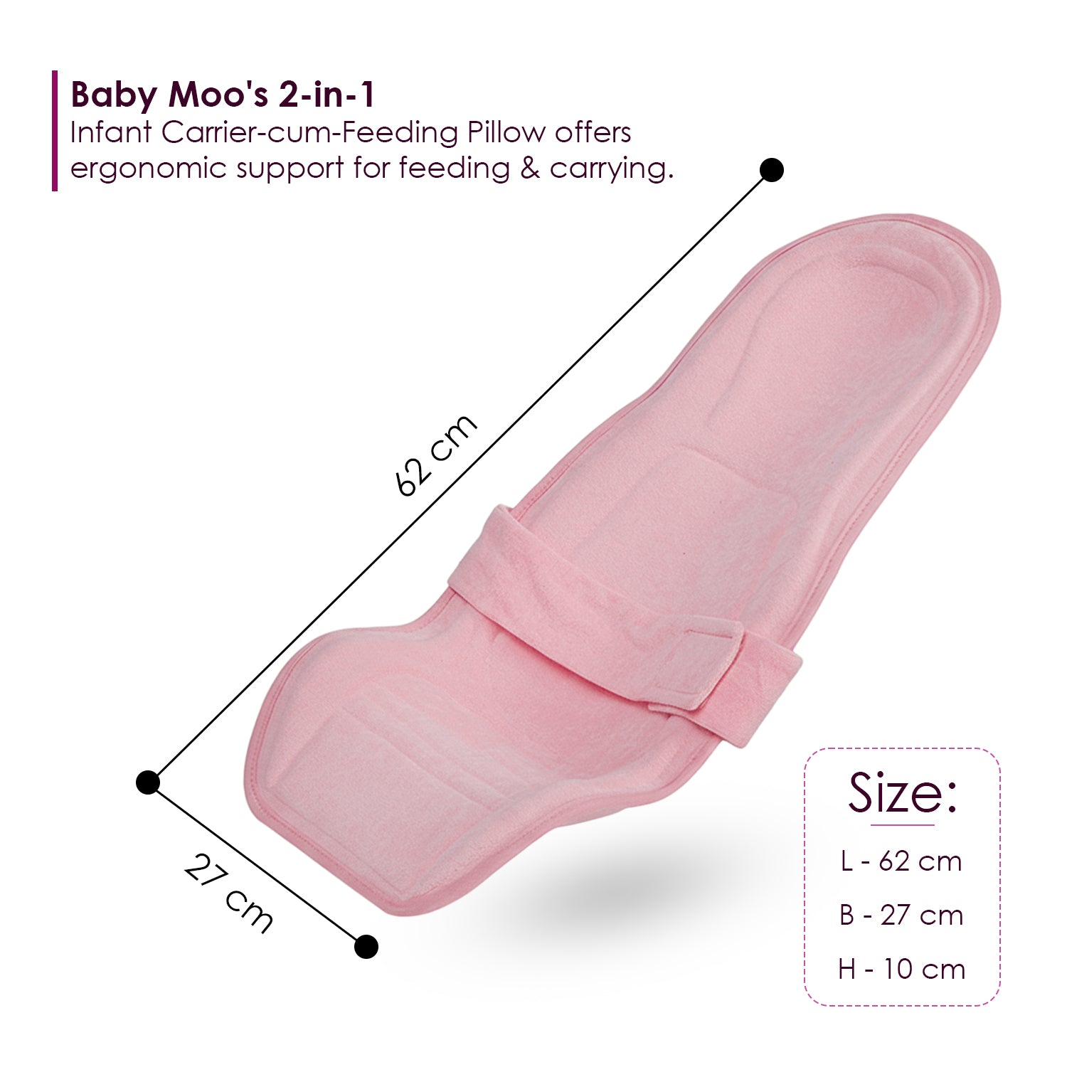 Baby Moo 2-in-1 Ergonomic Baby Carrier & Feeding Pillow - Pink