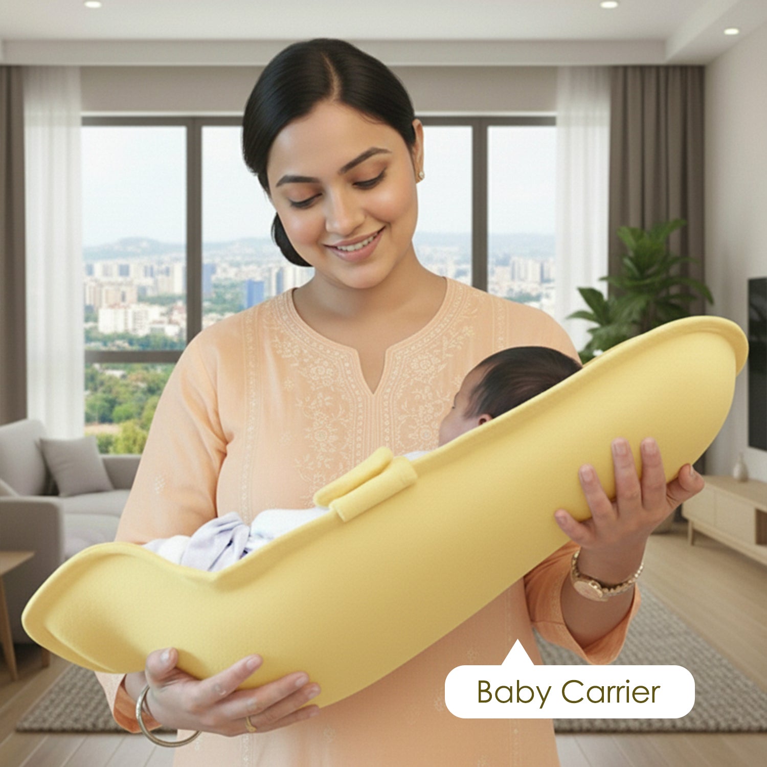 Baby Moo 2-in-1 Ergonomic Baby Carrier & Feeding Pillow - Yellow