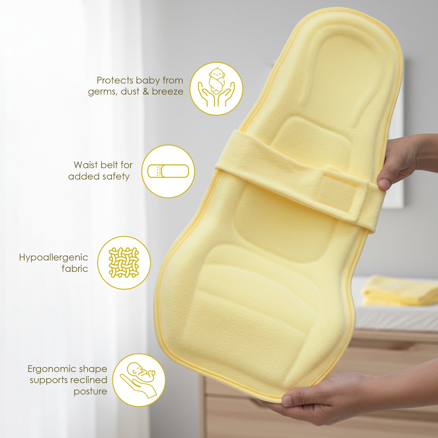 Baby Moo 2-in-1 Ergonomic Baby Carrier & Feeding Pillow - Yellow