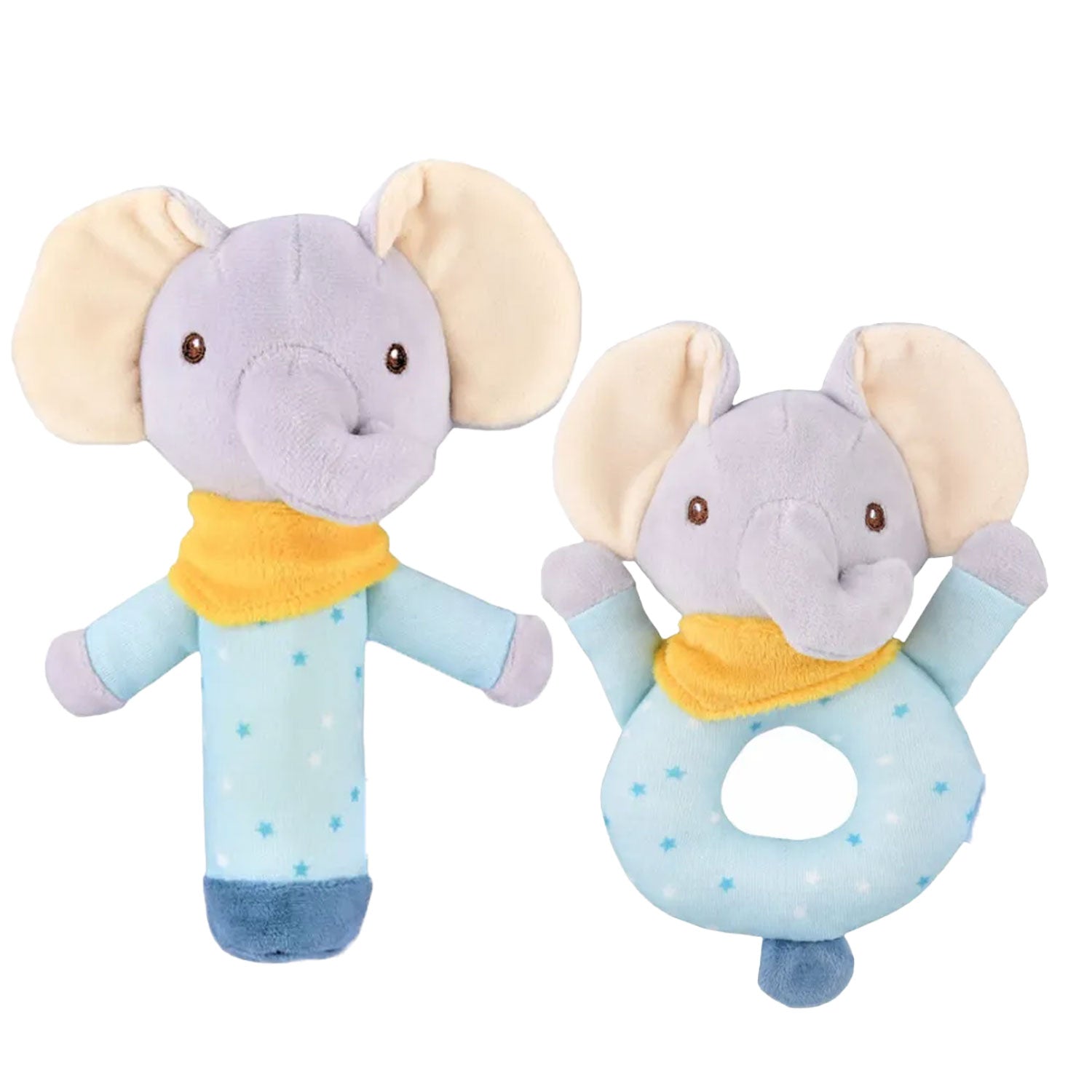 Baby Moo Ellie's Melodies 2 Pack Squeaker Handheld Rattle Toy - Blue