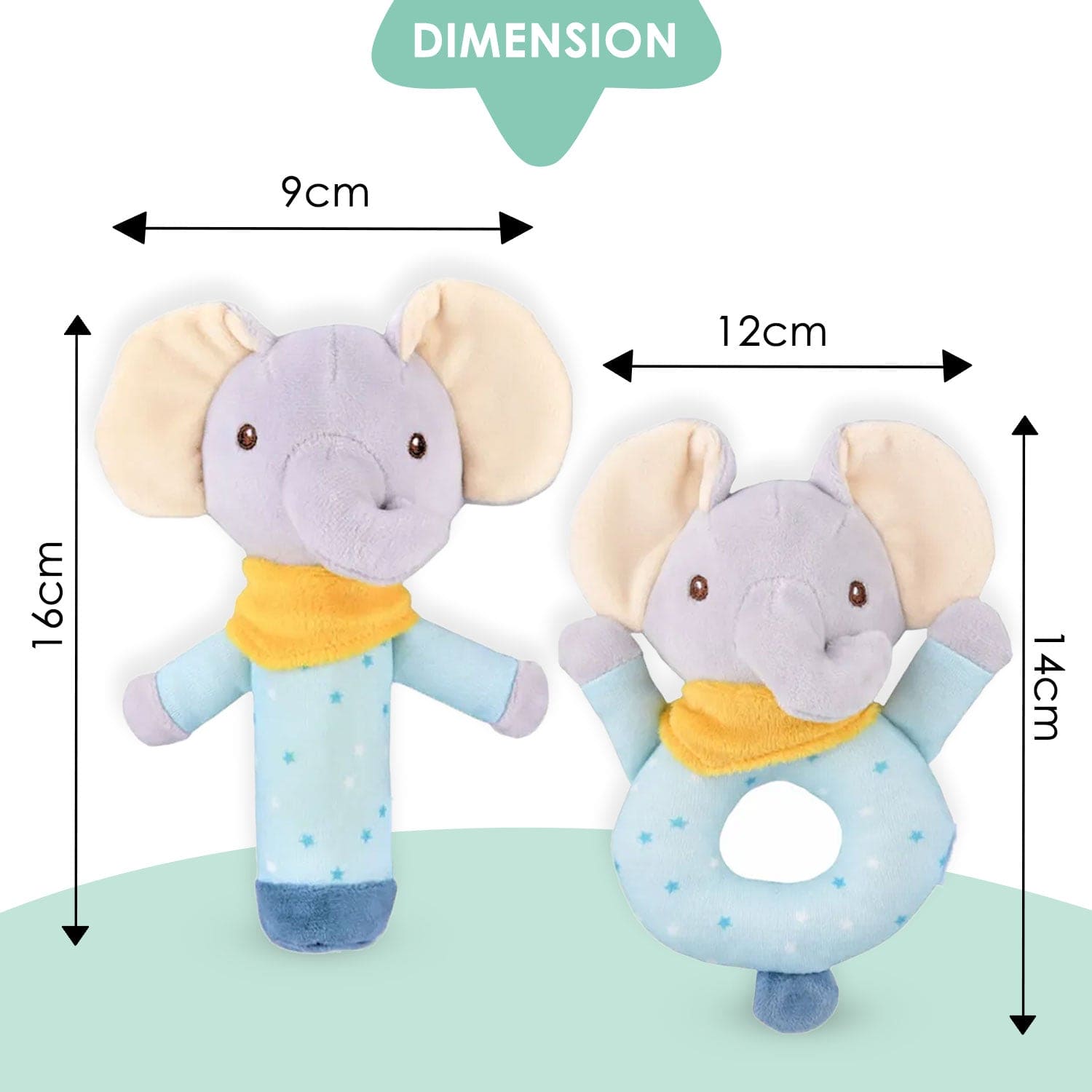 Baby Moo Ellie's Melodies 2 Pack Squeaker Handheld Rattle Toy - Blue