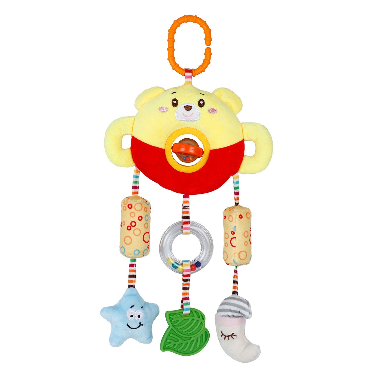 Baby Moo Star Moon Wind Chime With Squeaker Hanging Toy With Teether - Yellow