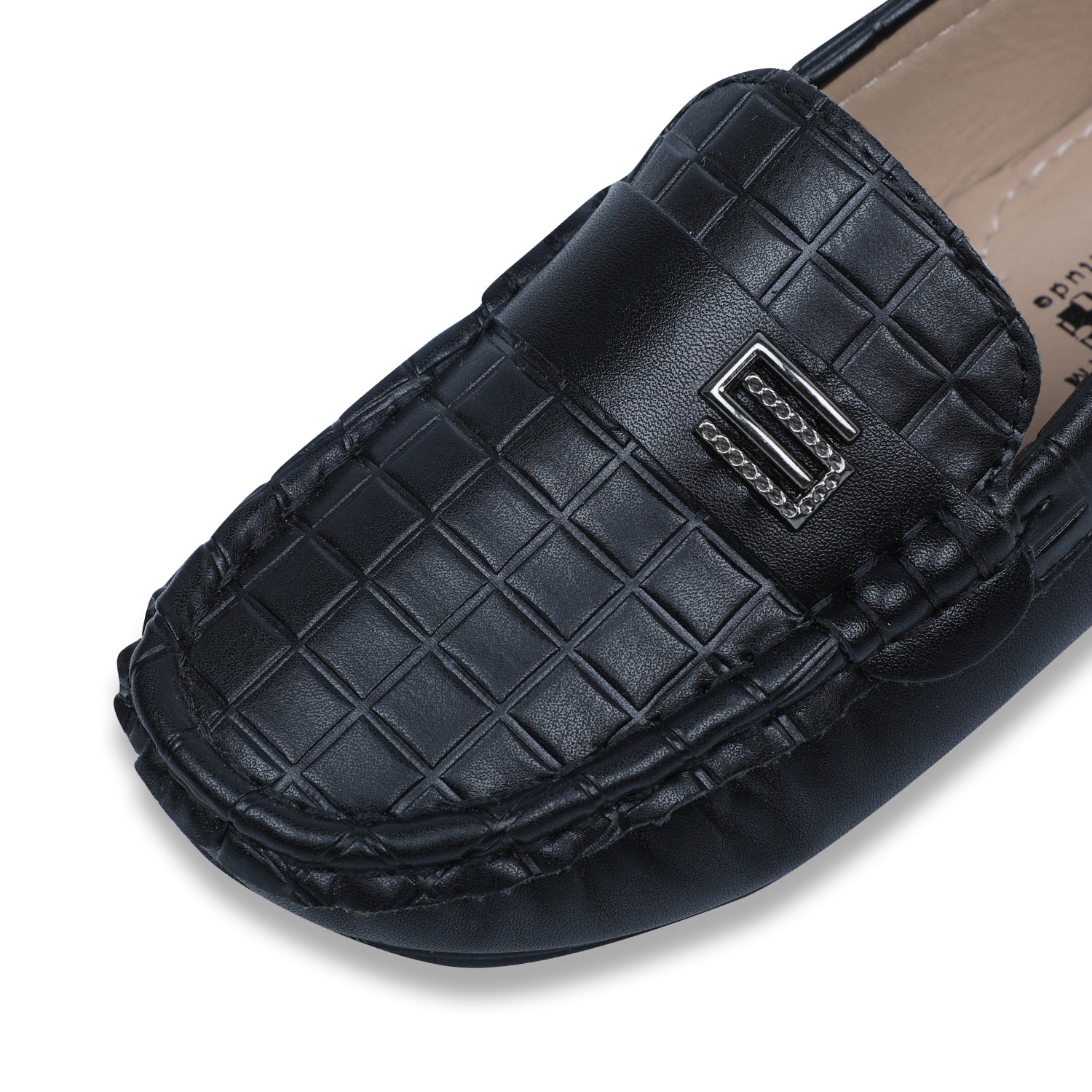 Baby Moo x Bash Kids Embossed Leatherite Loafer Shoes - Black