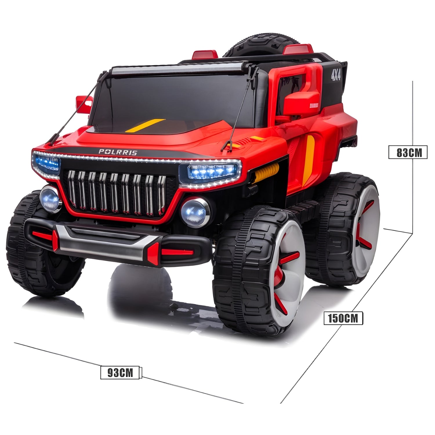 Baby Moo Electric Ride-on Jeep for Kids With Rechargeable 12V Battery, LED Lights, Music and USB Port Remote Control Double Seat - Red