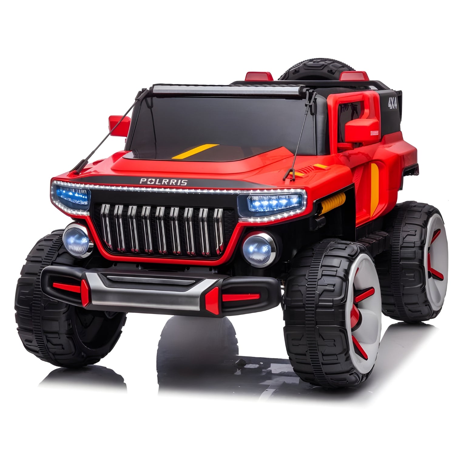 Baby Moo Electric Ride-on Jeep for Kids With Rechargeable 12V Battery, LED Lights, Music and USB Port Remote Control Double Seat - Red