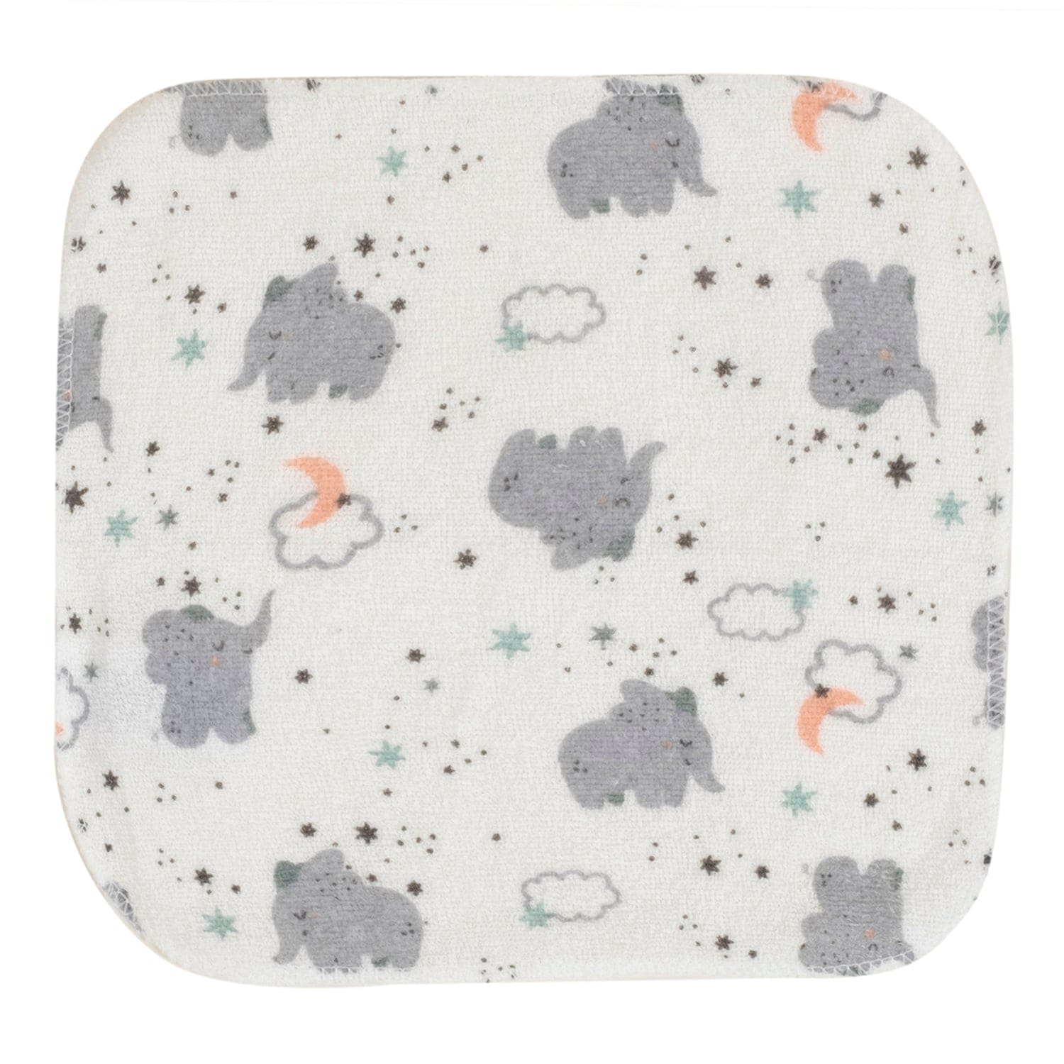 Baby Moo Elephant And Star Soft And Absorbent Handkerchief Napkins For Infant Face And Body Pack Of 12 Wash Cloth - Blue