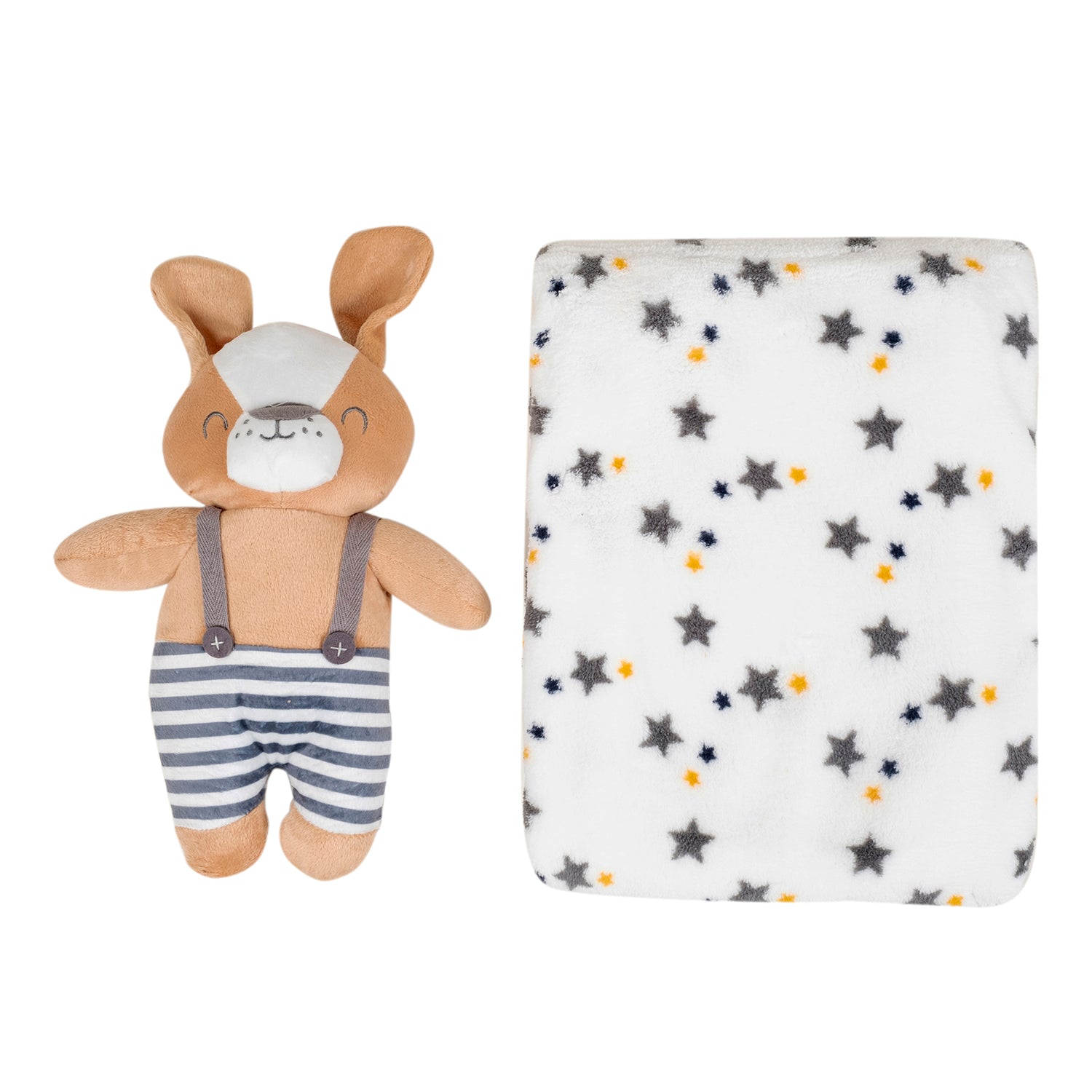Baby Moo Dog Snuggle Buddy Soft Rattle and Plush Blanket Gift Toy Blanket - White