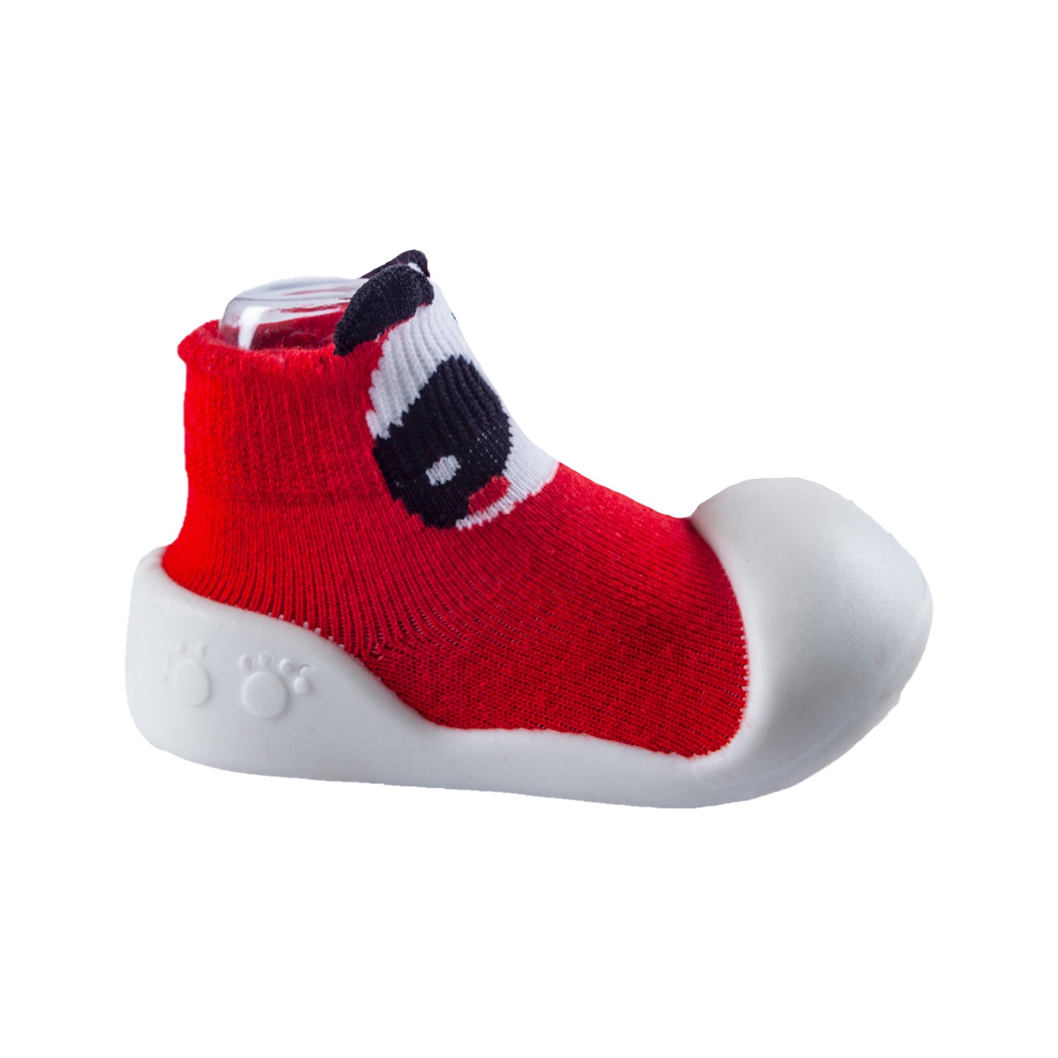 Newborn Anti-Skid Rubber Sole Slip-On Shoes Panda - Red