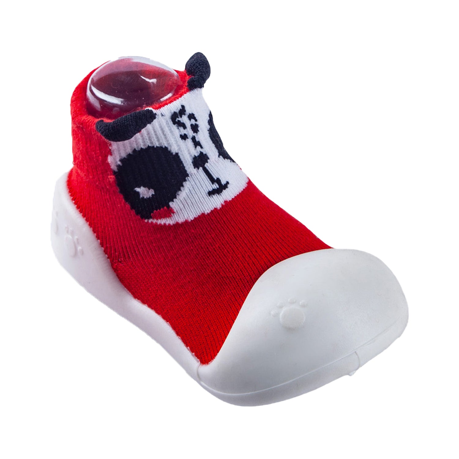 Newborn Anti-Skid Rubber Sole Slip-On Shoes Panda - Red
