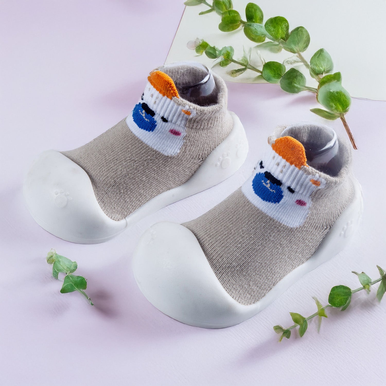Newborn Anti-Skid Rubber Sole Slip-On Shoes Teddy - Beige