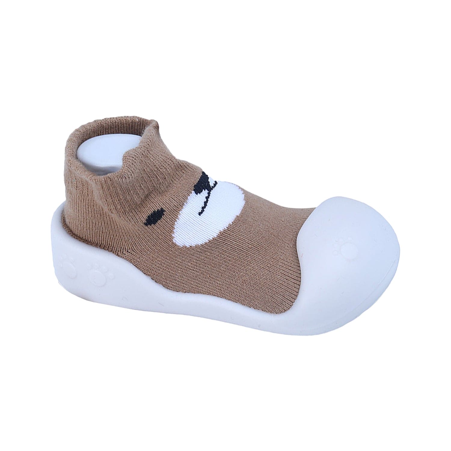 Baby Moo Cute Bear Rubber Comfortable Sole Slip-On Sock Shoes - Brown