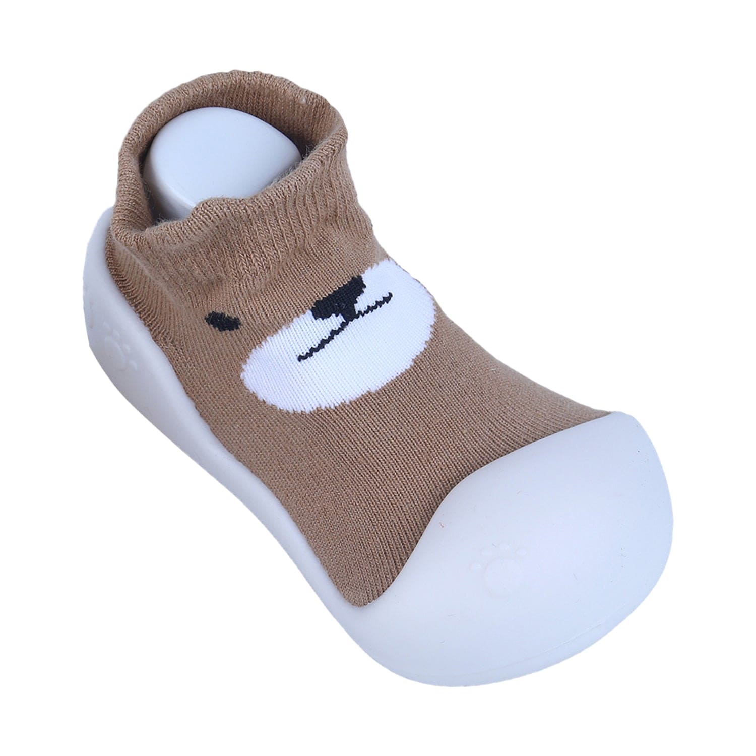 Baby Moo Cute Bear Rubber Comfortable Sole Slip-On Sock Shoes - Brown