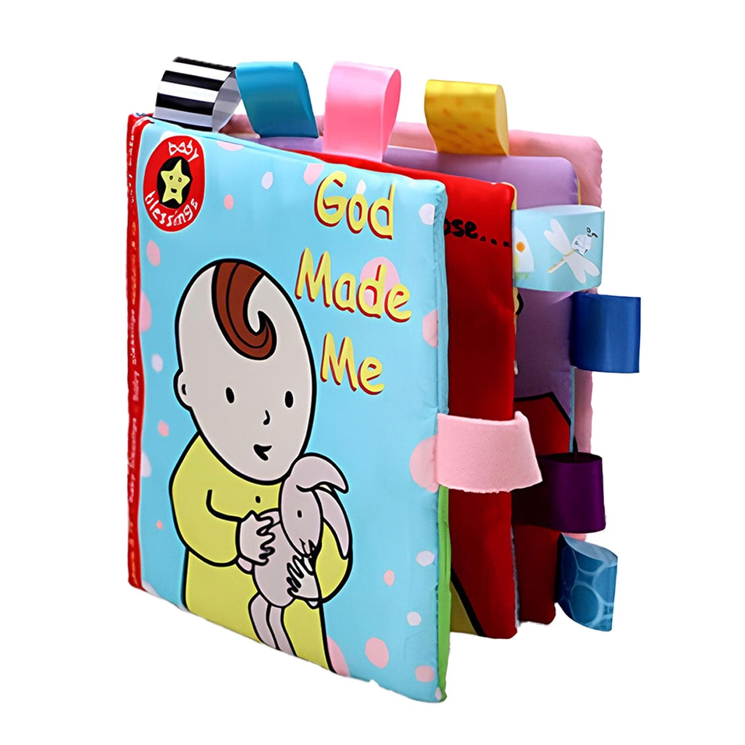 Baby Moo Little Learner Baby With Squeaker And Rustle Paper Sound Cloth Book - Blue