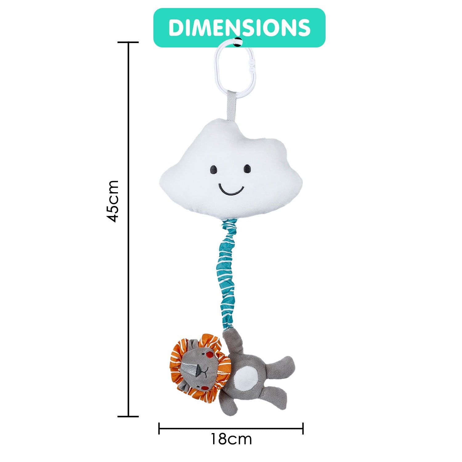 Baby Moo Smiling Cloud Hanging Musical Pulling Toy - Grey