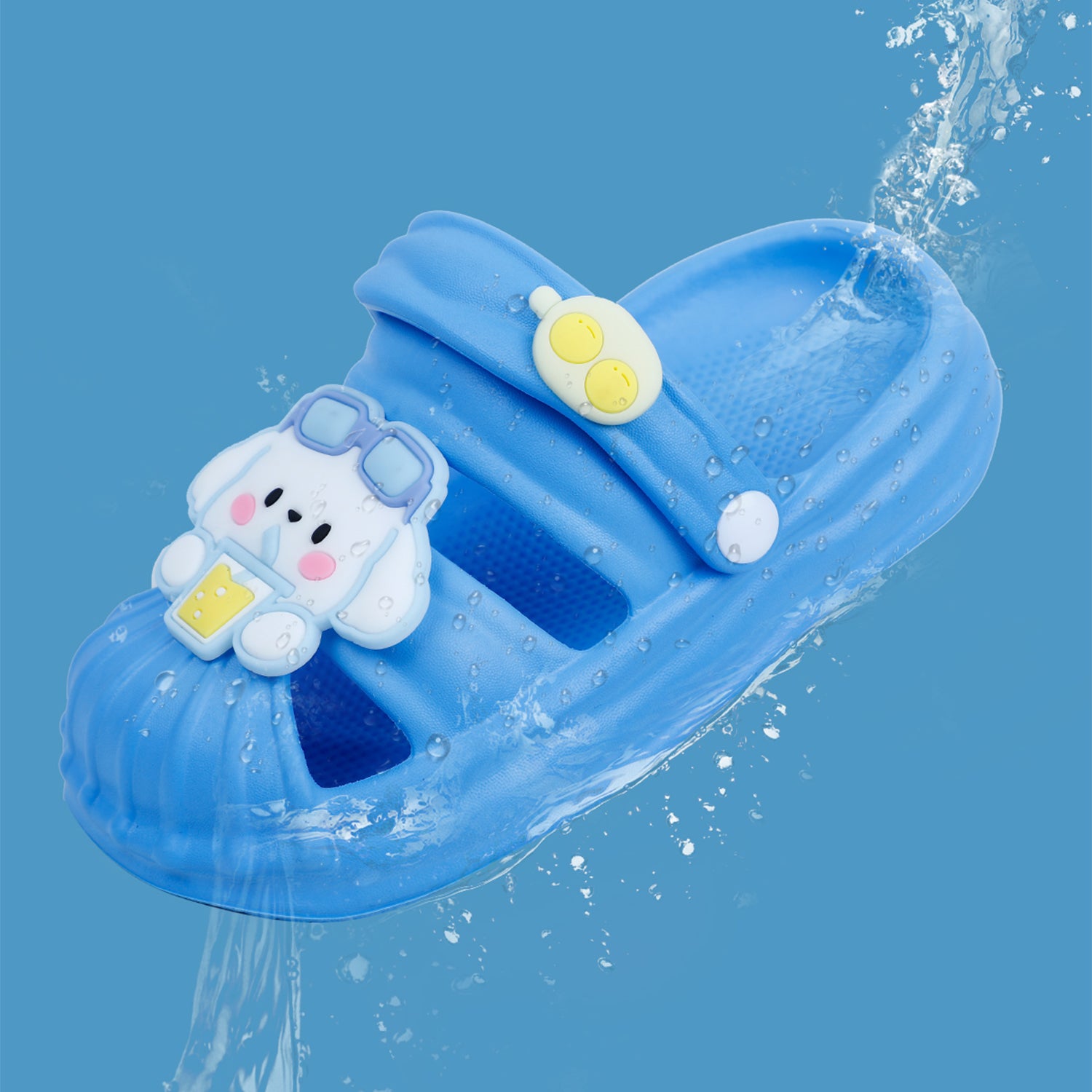 Baby Moo Chilling Puppy Applique Waterproof Anti-Skid Sling Back Clogs - Blue - Baby Moo