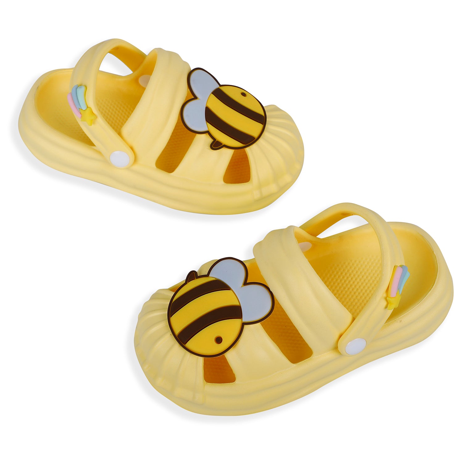 Baby Moo Buzzing Bee Applique Waterproof Anti-Skid Sling Back Clogs - Yellow - Baby Moo