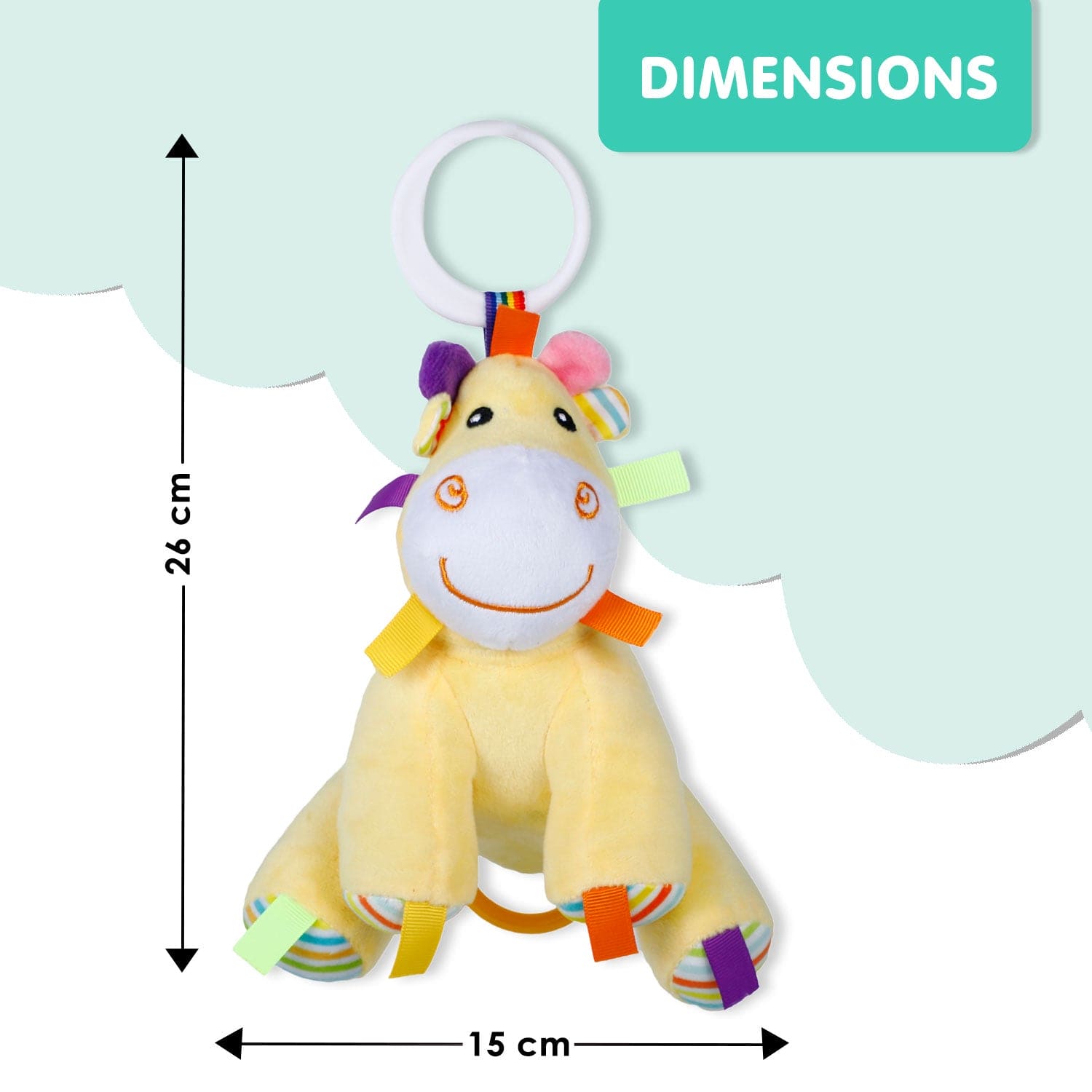 Baby Moo Baby Giraffe Hanging Musical Pulling Toy - Yellow