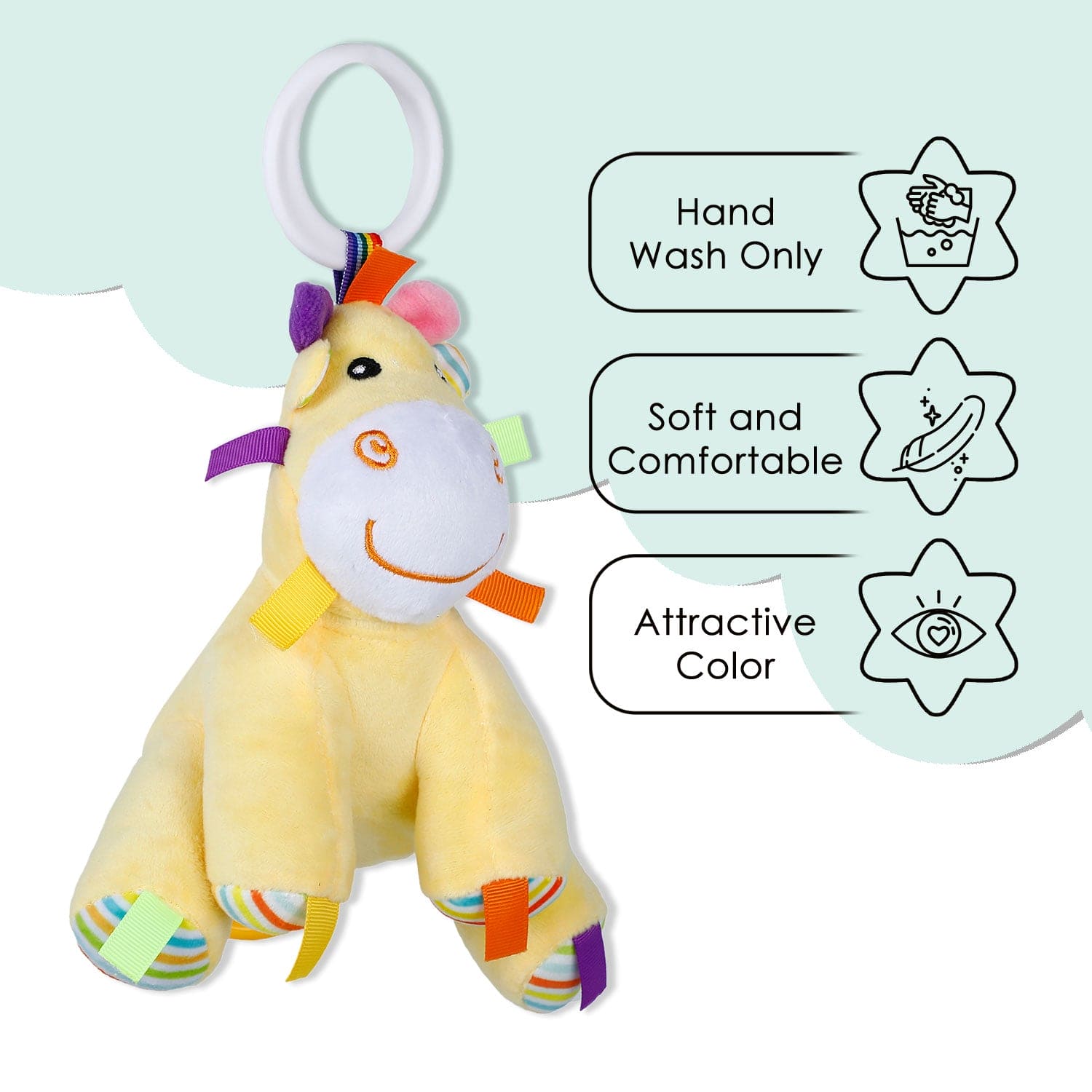 Baby Moo Baby Giraffe Hanging Musical Pulling Toy - Yellow