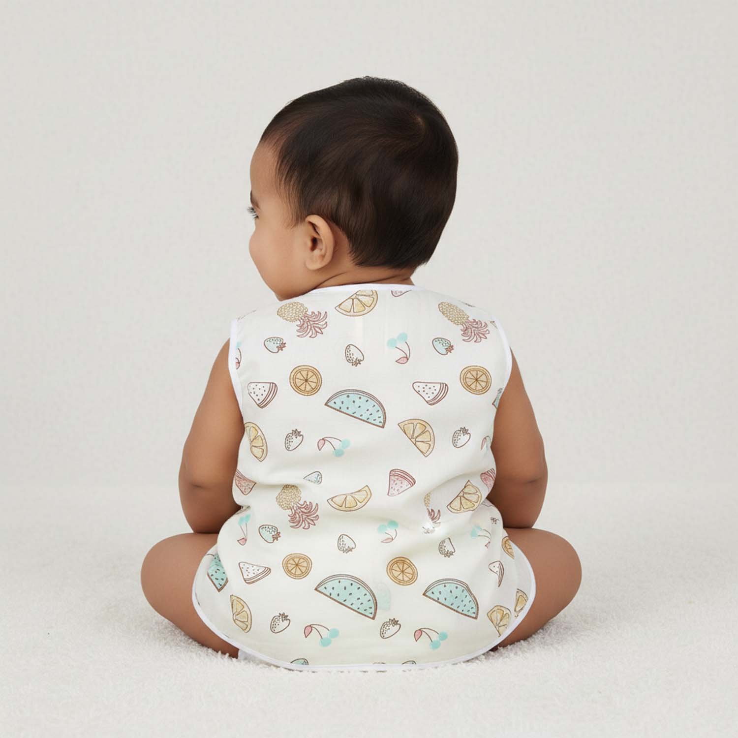 Baby Moo Sugar Rush Multi Print V-Neck Sleeveless Front Opening Button Cotton Jhablas 5 Pcs - Pink, Multicolour