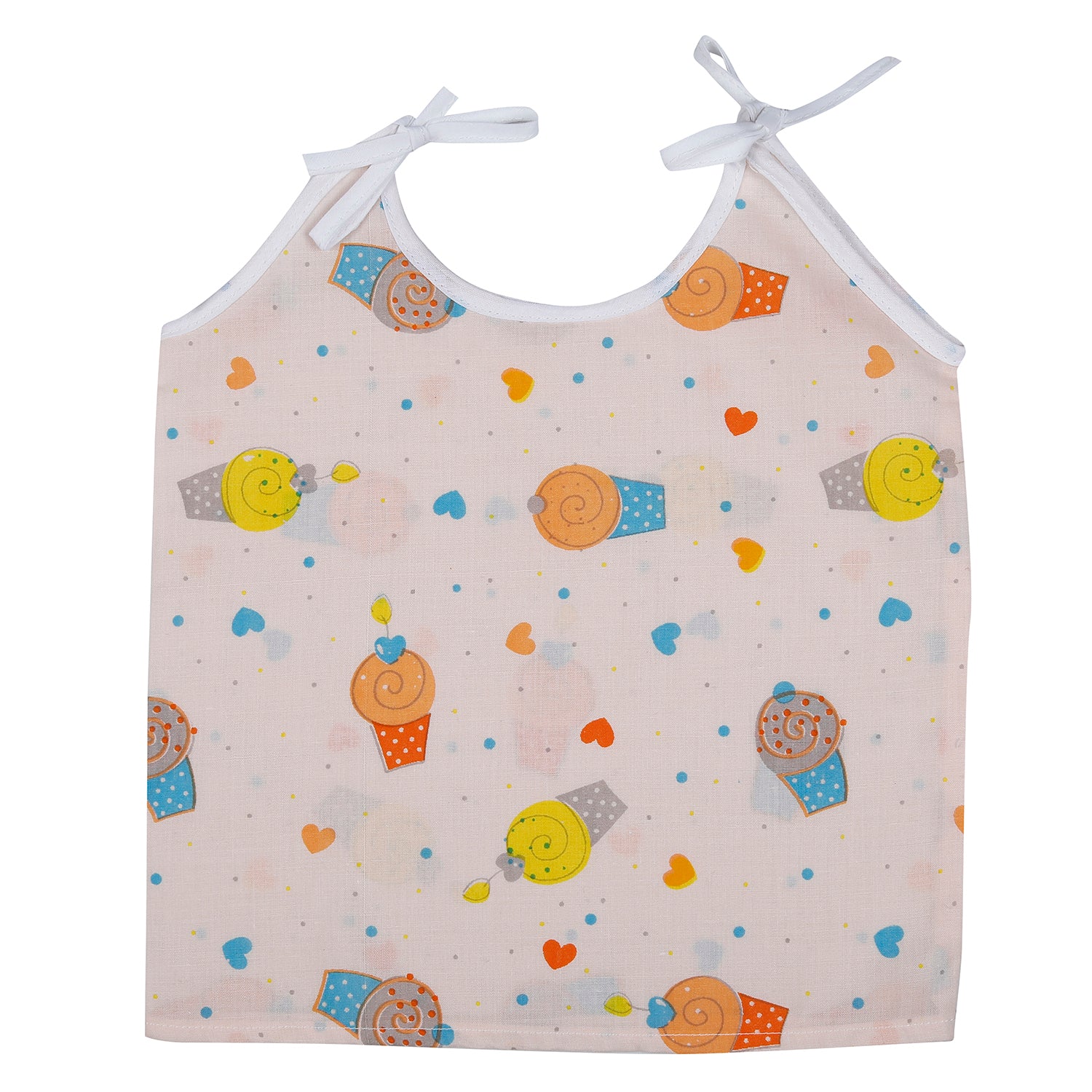 Baby Moo Car And Nature Theme Round Neck Sleeveless Tie Knot Cotton Jhablas 5 Pcs - Yellow, Multicolour