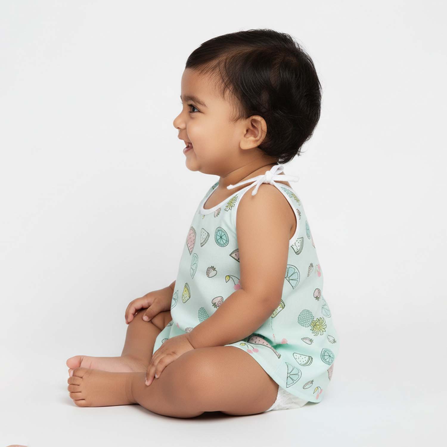 Baby Moo Candy Crush Round Neck Sleeveless Tie Knot Cotton Jhablas 5 Pcs - Pink, Multicolour