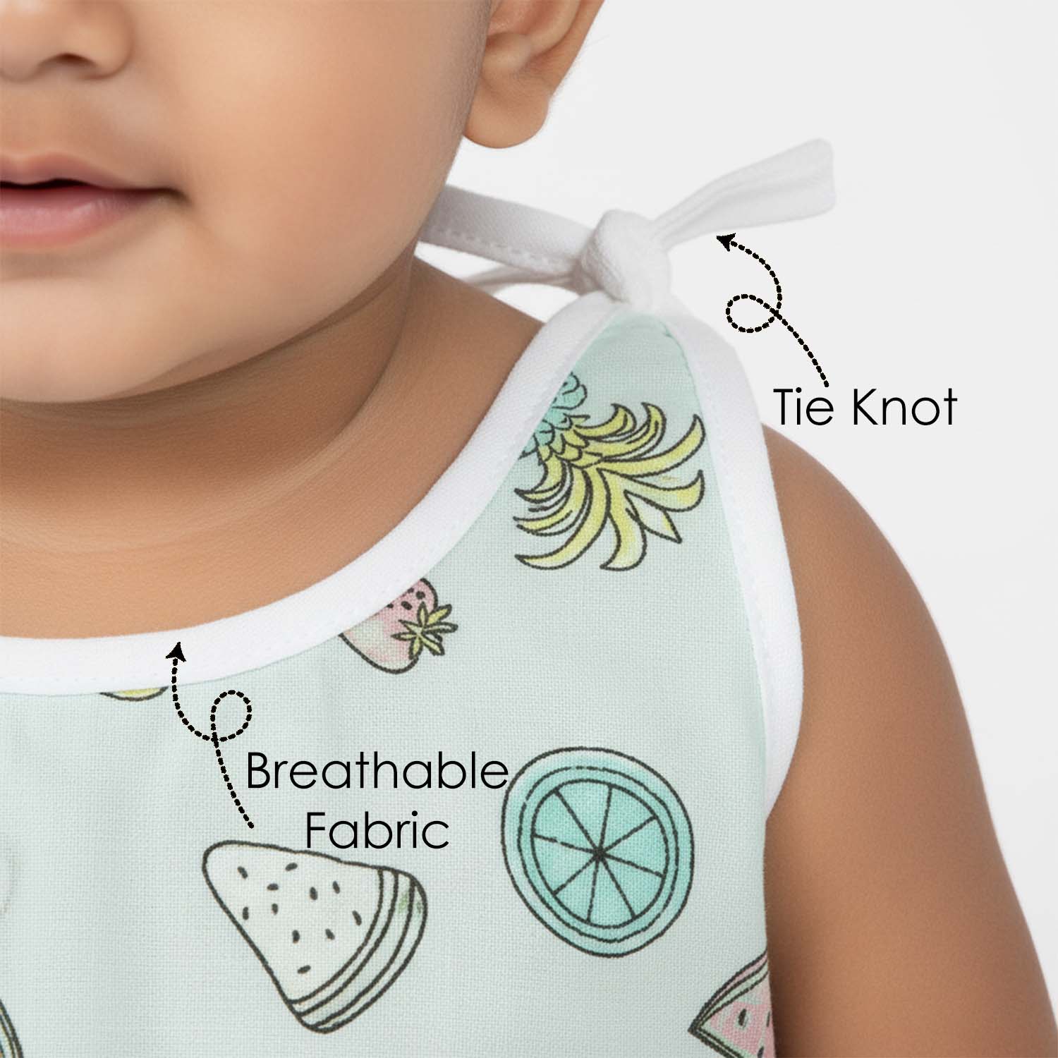 Baby Moo Candy Crush Round Neck Sleeveless Tie Knot Cotton Jhablas 5 Pcs - Pink, Multicolour