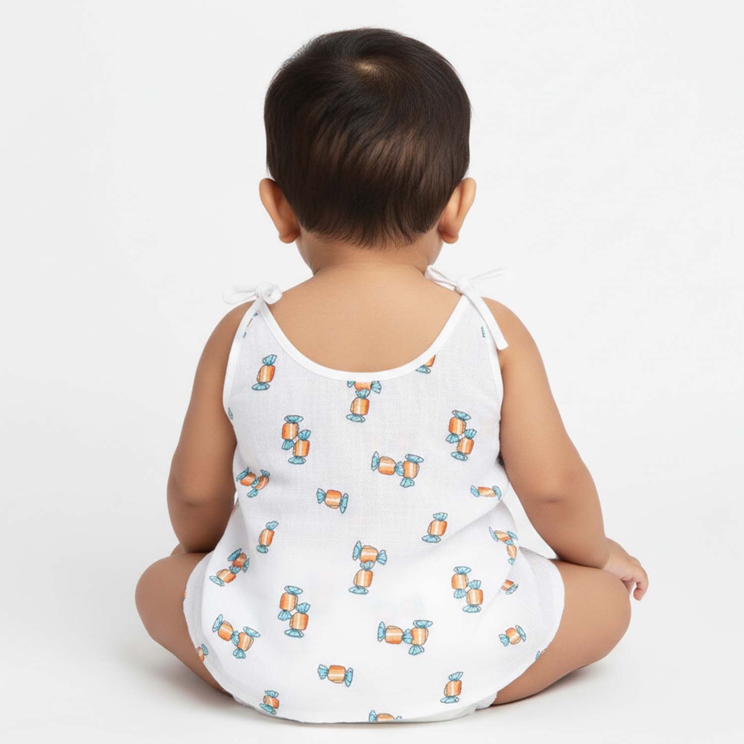 Baby Moo Cars And Stars Round Neck Sleeveless Tie Knot Cotton Jhablas 5 Pcs - Green, Multicolour