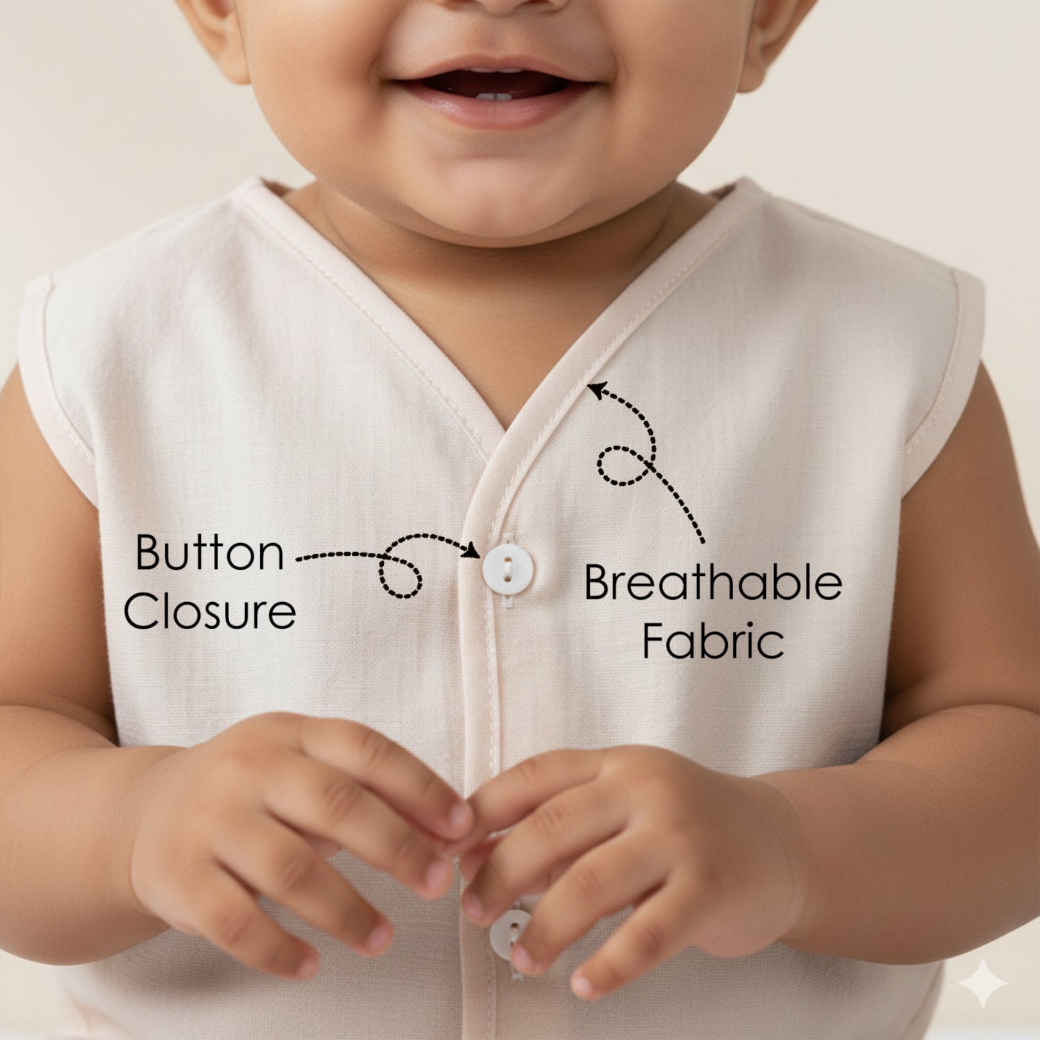 Baby Moo Solid V-Neck Sleeveless Front Opening Button Cotton Jhablas 5 Pcs - Pink, Multicolour