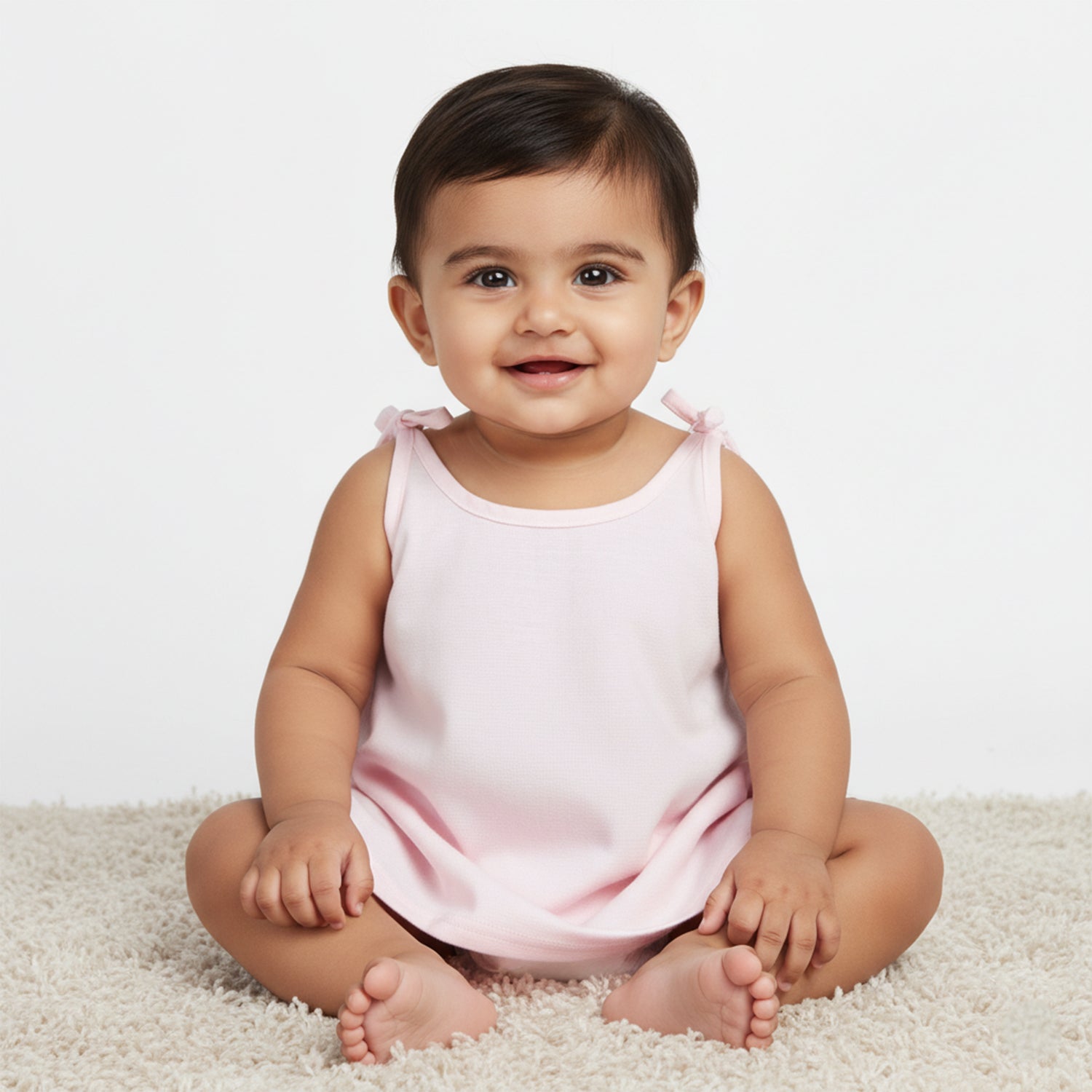 Baby Moo Solid Round Neck Sleeveless Tie Knot Cotton Jhablas 5 Pcs - Pink, Multicolour