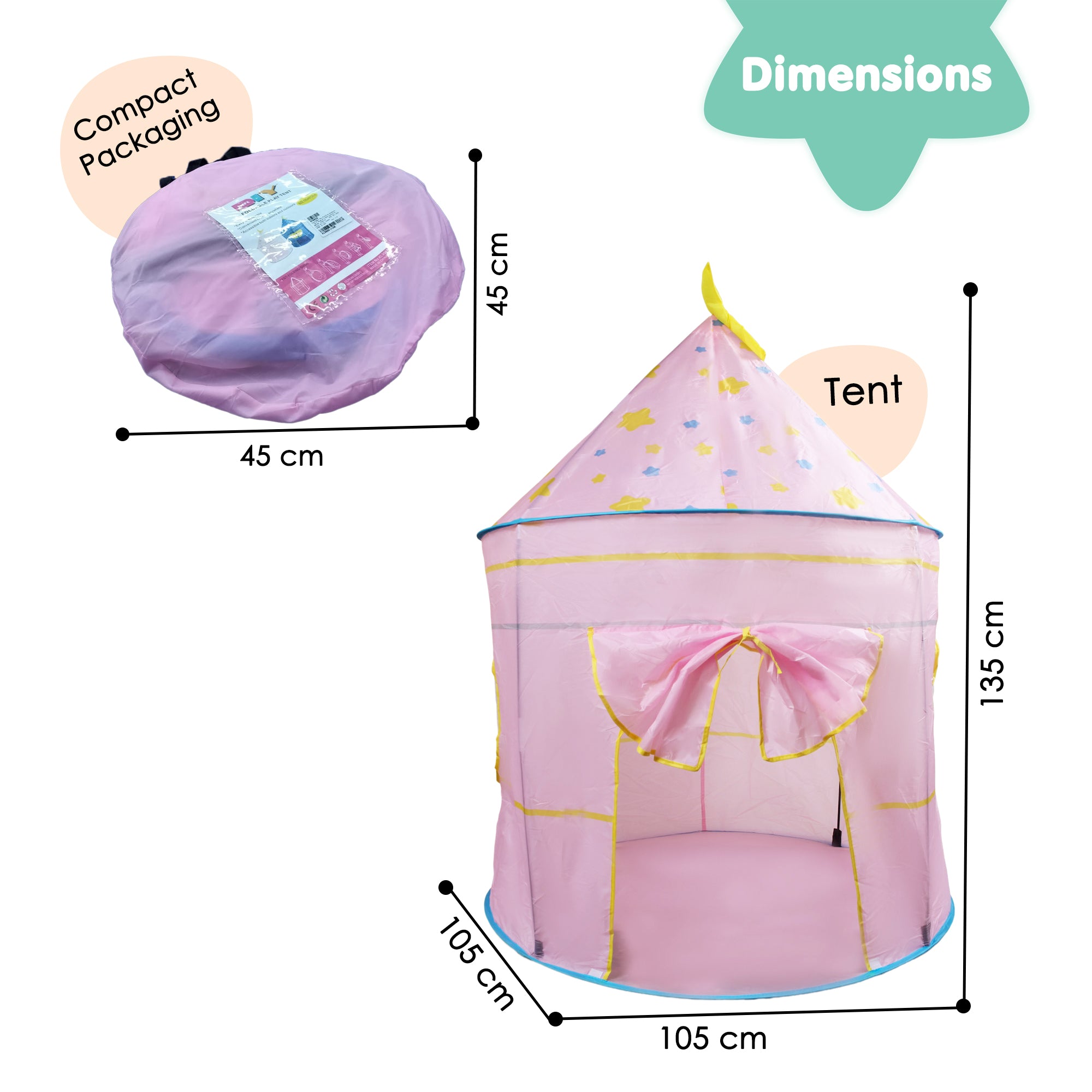 Playtime Foldable Tent House Star Teddy - Pink