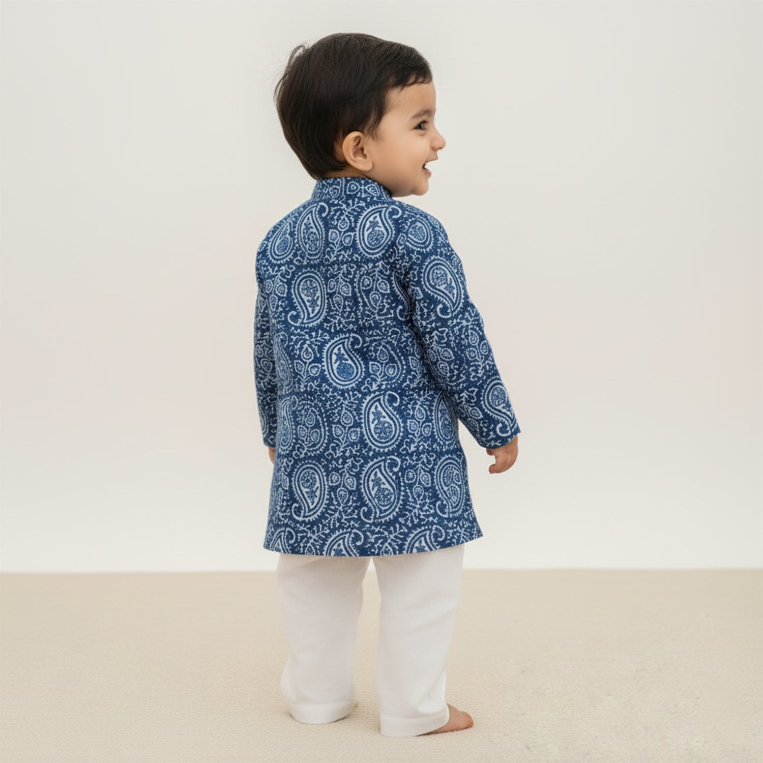 Baby Moo Butta Print Ethnic Kurta Pyjama Set - Blue