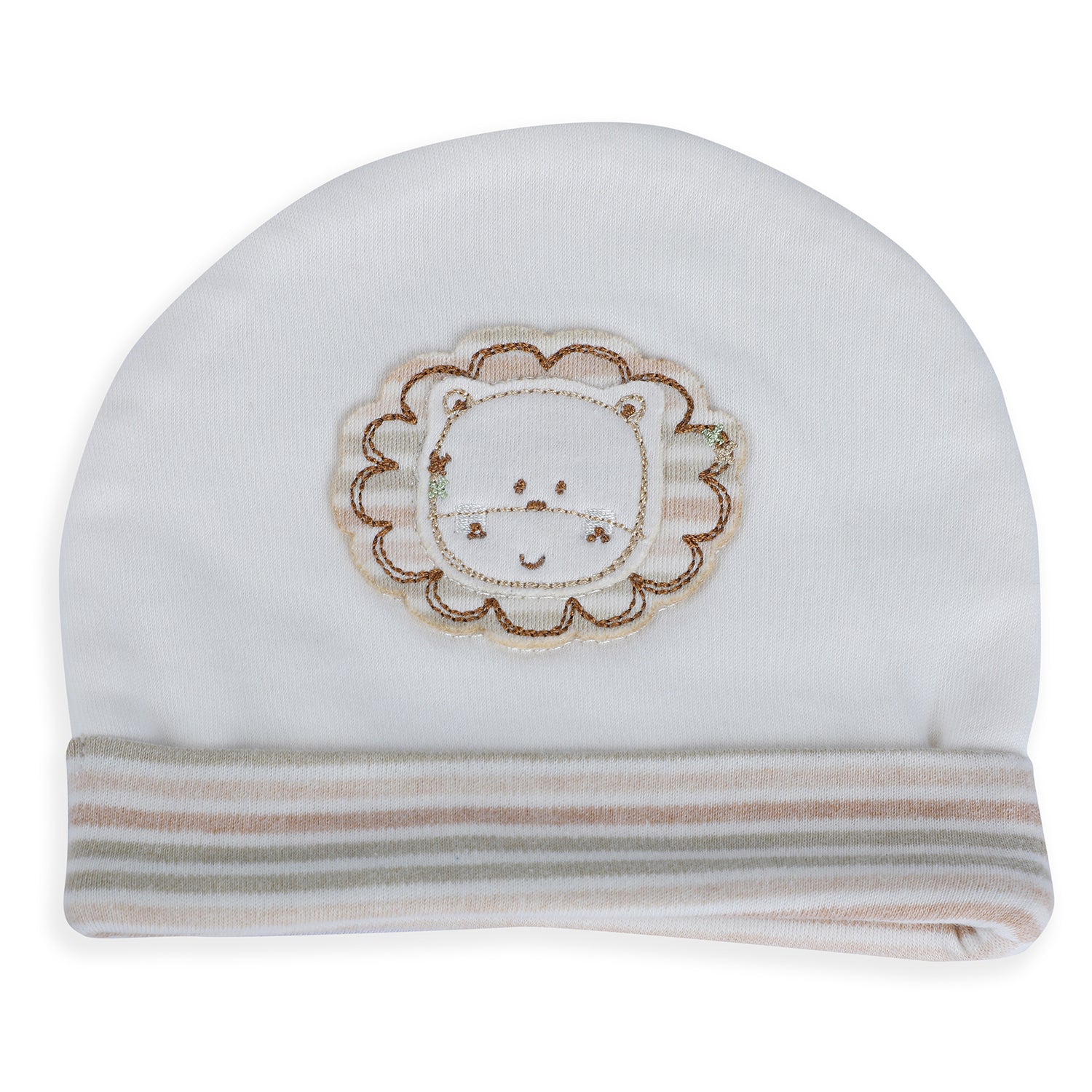 Baby Moo Forest Lion Organic Soft Cotton Cap - White - Baby Moo