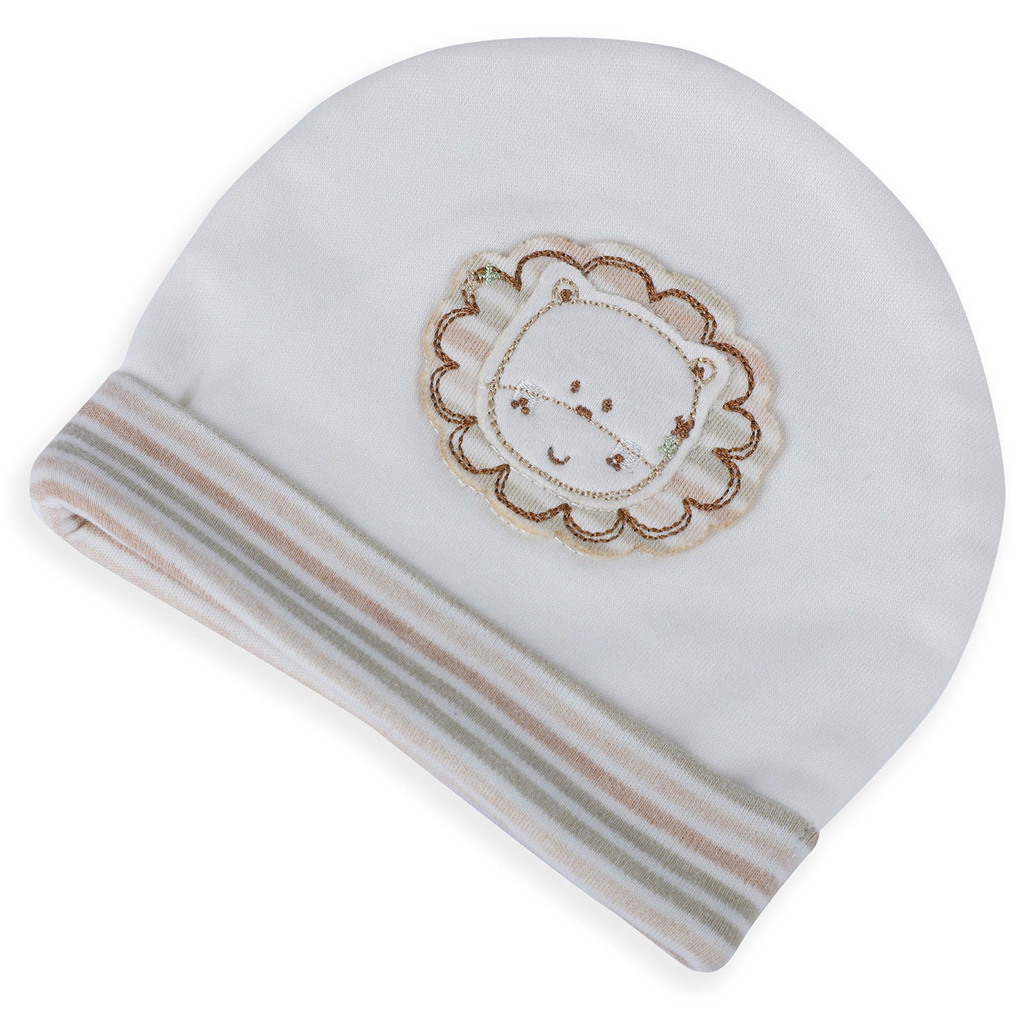 Baby Moo Forest Lion Organic Soft Cotton Cap - White - Baby Moo