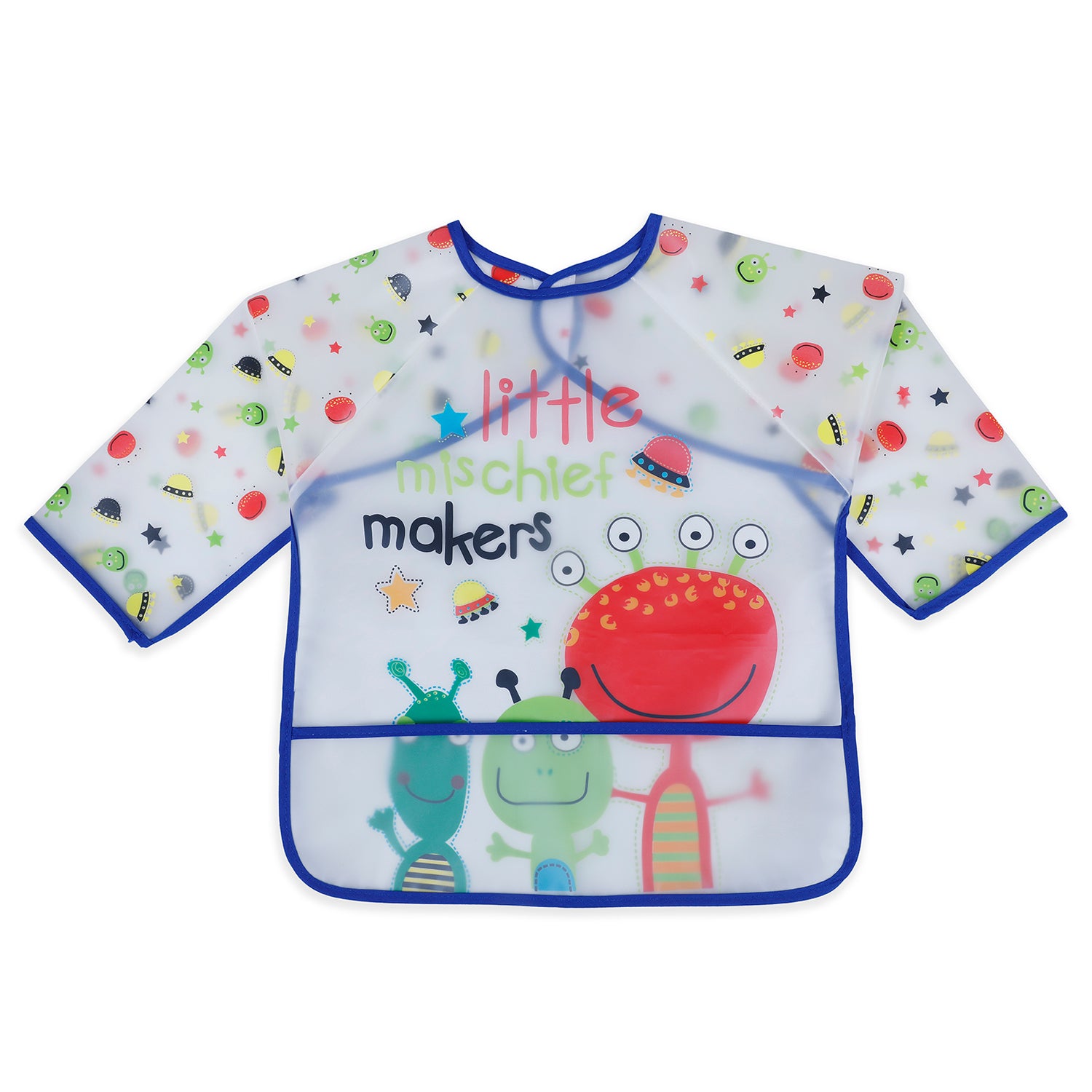 Baby Moo Lil Mischief Makers Long Sleeves Waterproof Wear Me Bib - Blue - Baby Moo