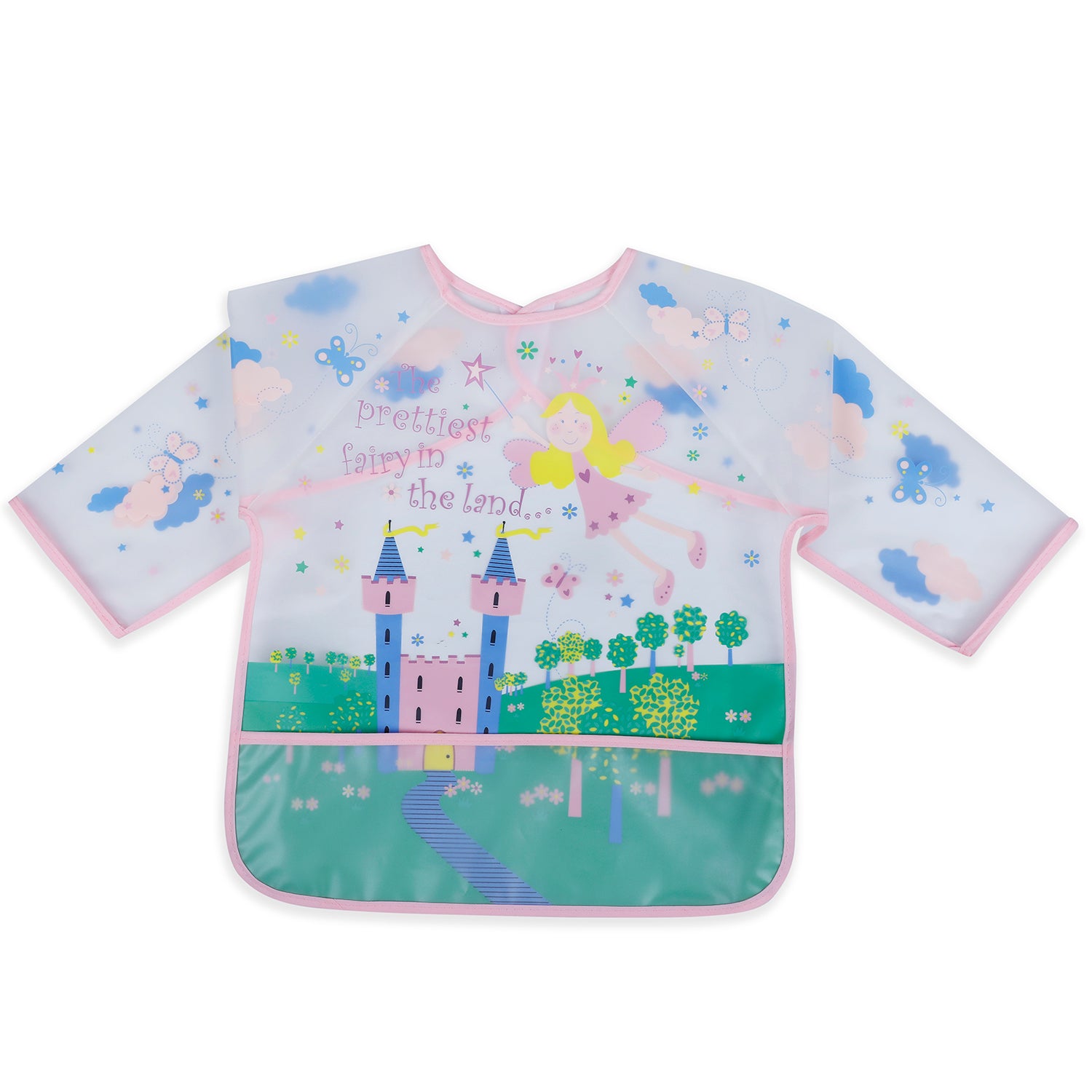 Baby Moo Prettiest Fairy Long Sleeves Waterproof Wear Me Bib - Pink - Baby Moo