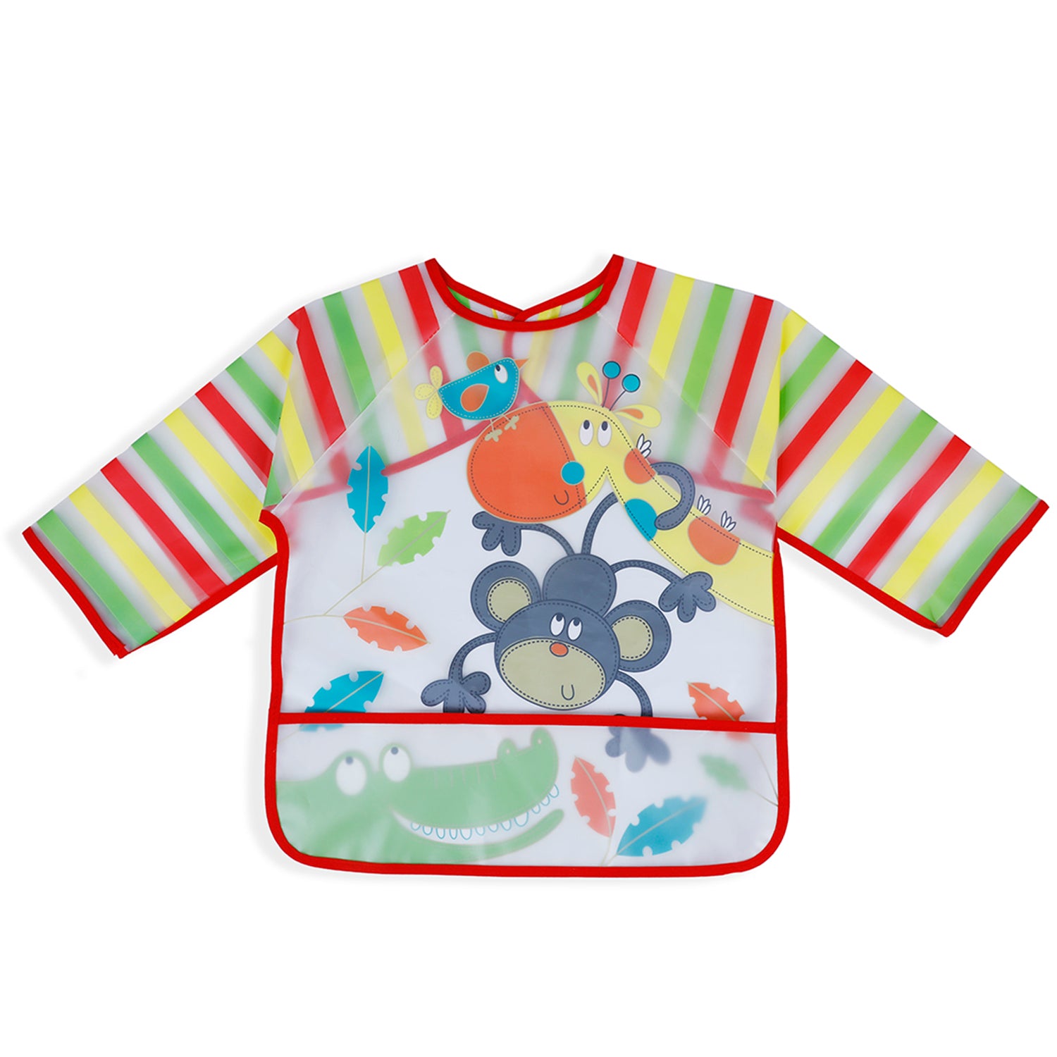 Baby Moo Crocodile Long Sleeves Waterproof Wear Me Bib - Red - Baby Moo