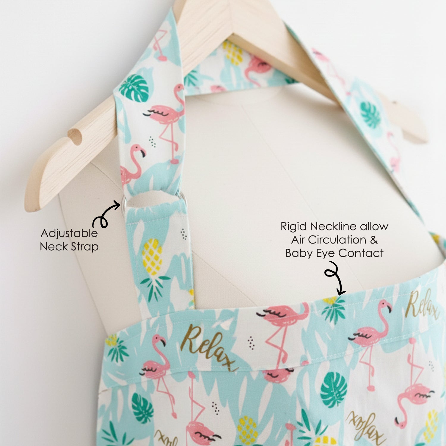 Baby Moo Flamingo Infant Feeding Nursing Cover - Mint Green