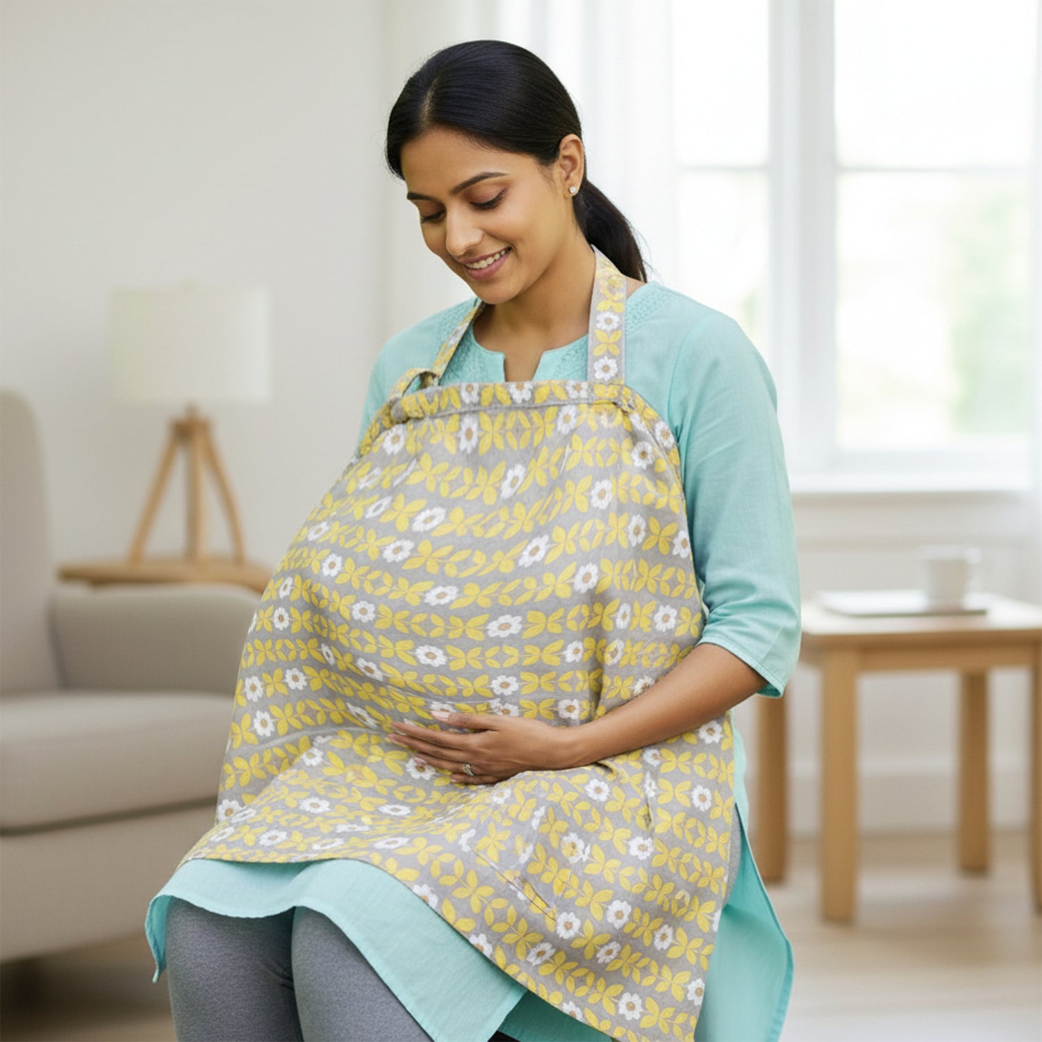 Baby Moo Floral Infant Feeding Nursing Cover - Yellow