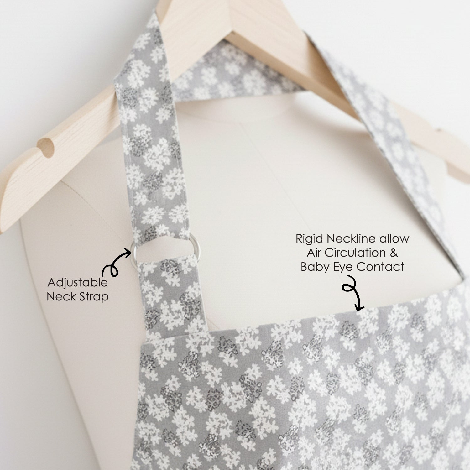 Baby Moo Printed Infant Feeding Nursing Cover - Grey