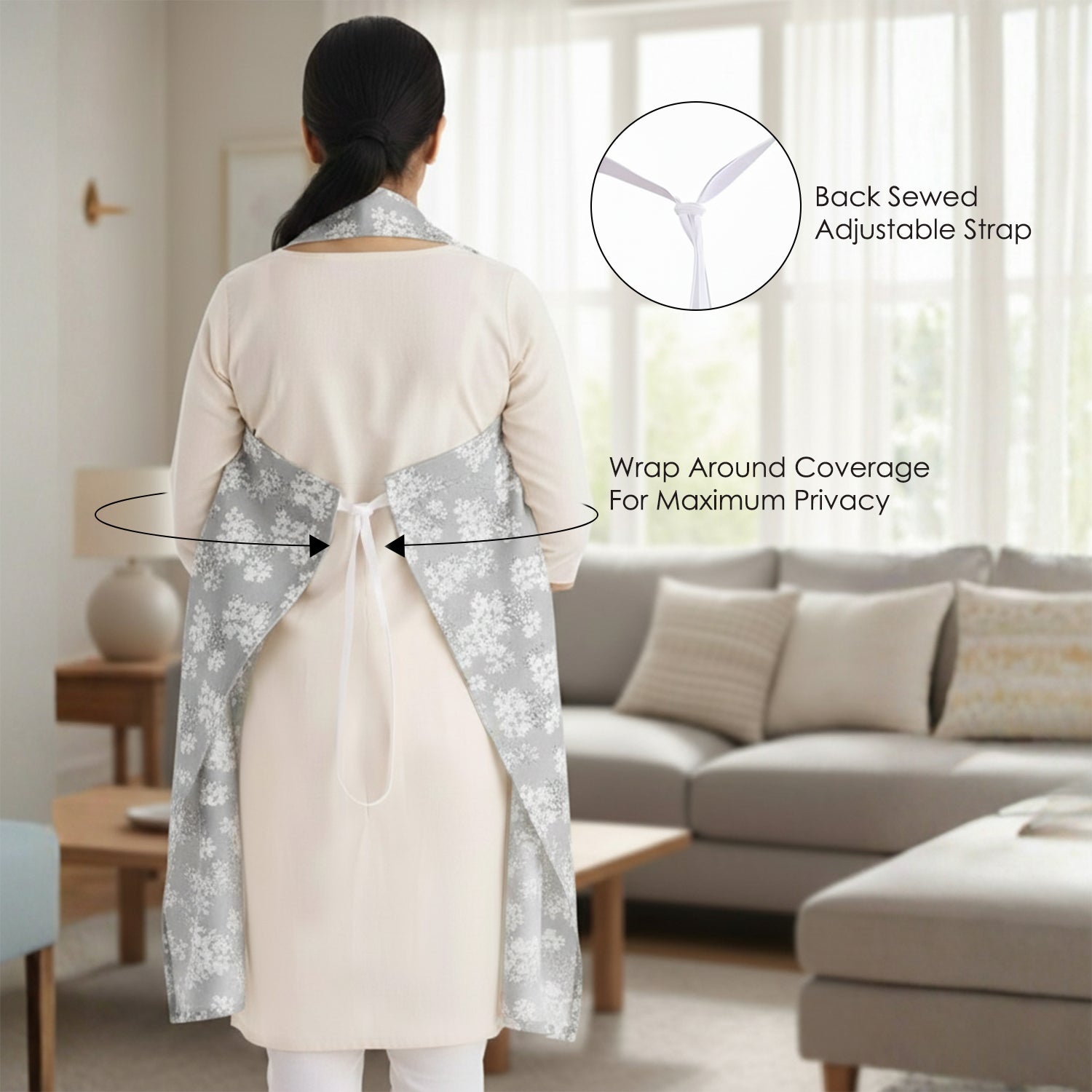 Baby Moo Printed Infant Feeding Nursing Cover - Grey